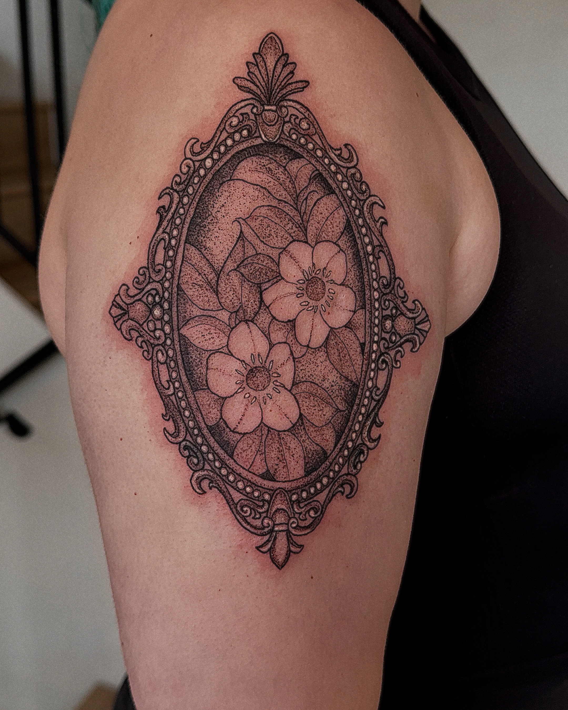 Tattoo by @burningrebelliontattoo β dotwork, black_and_grey