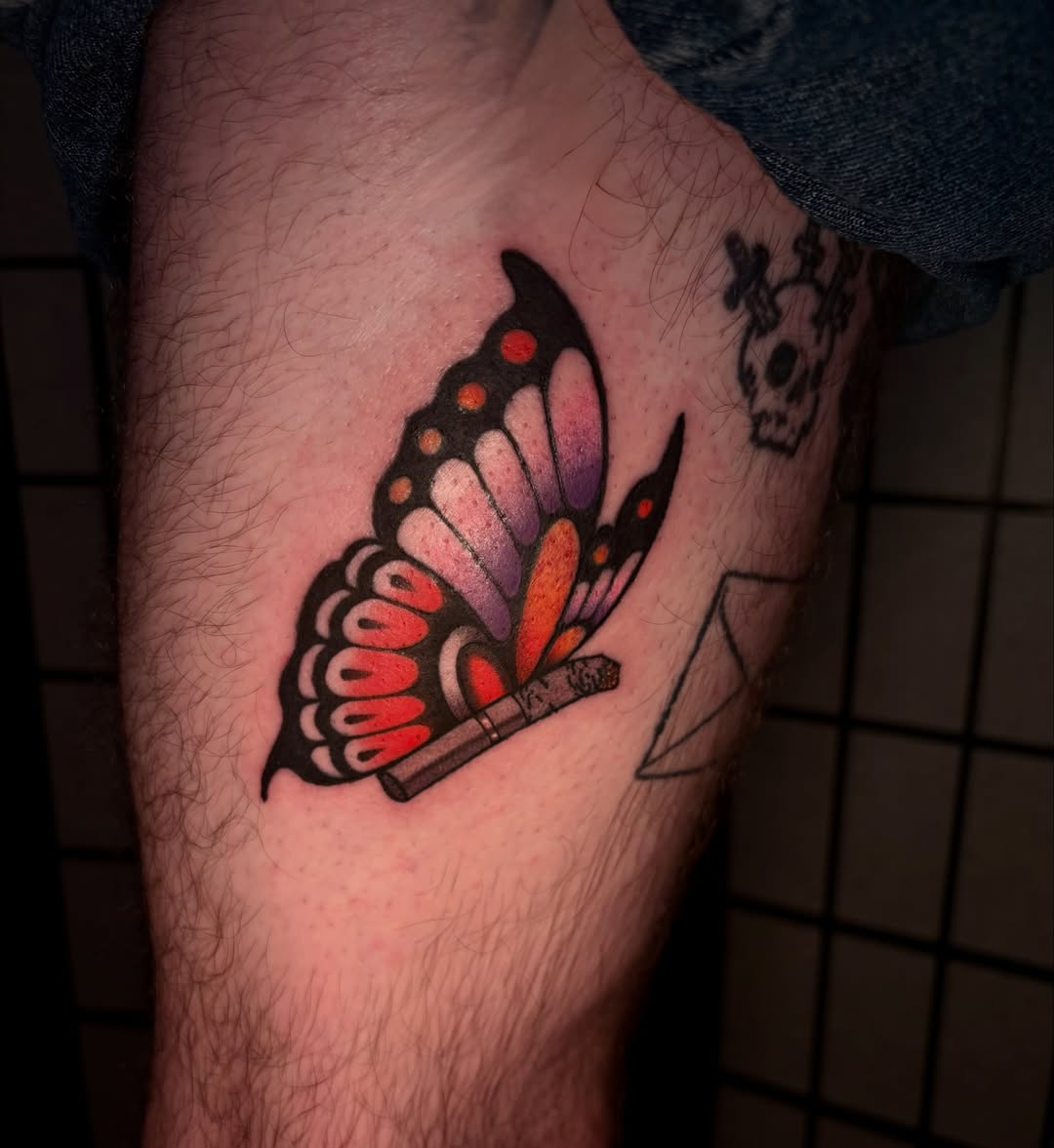 Butterfly dotwork tattoo on the forearm by Tash ๐โ๐ฉ