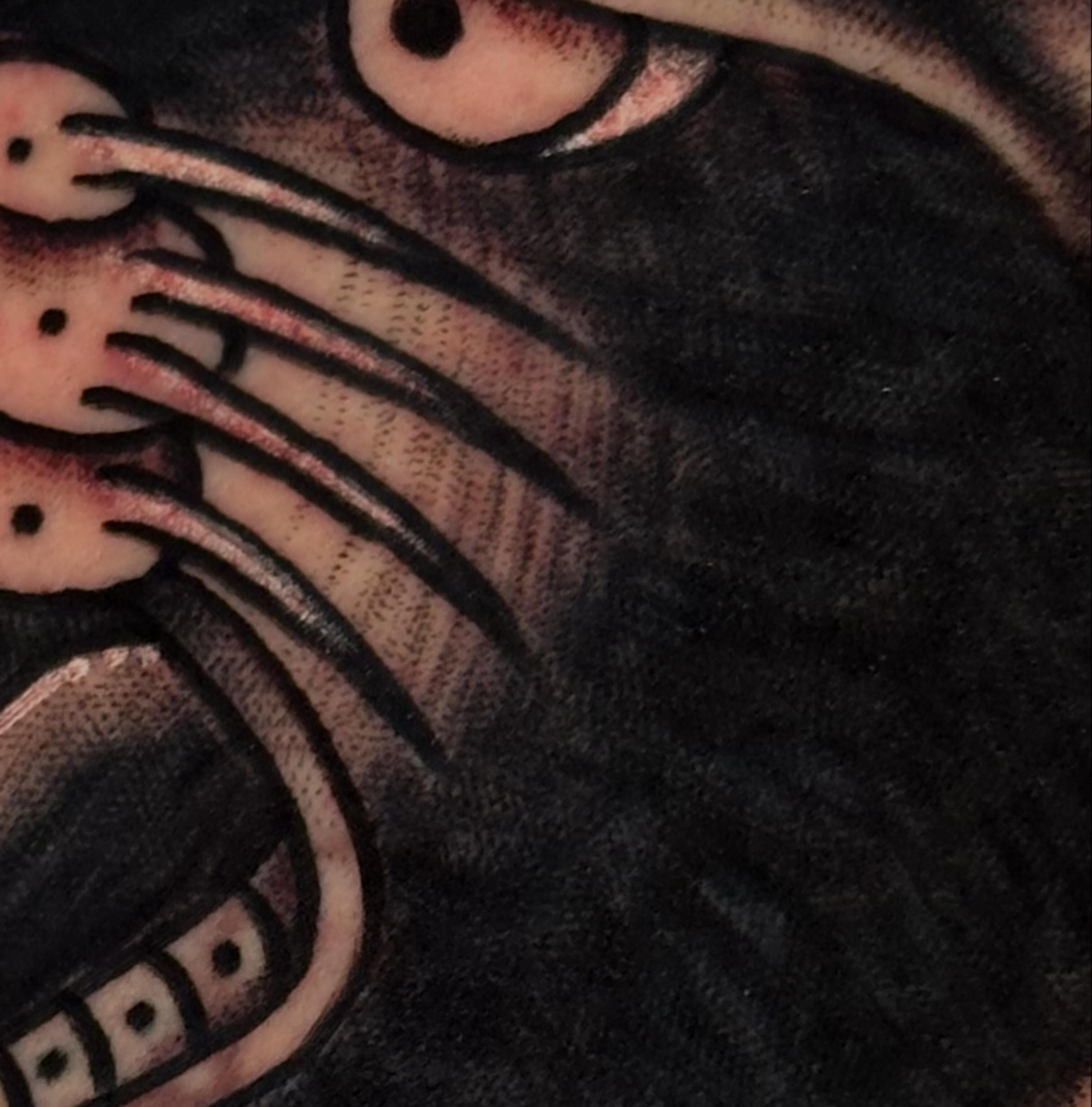 Cat American traditional tattoo on the forearm by Jenni Hand - Tattoo, Maryville, Tennessee