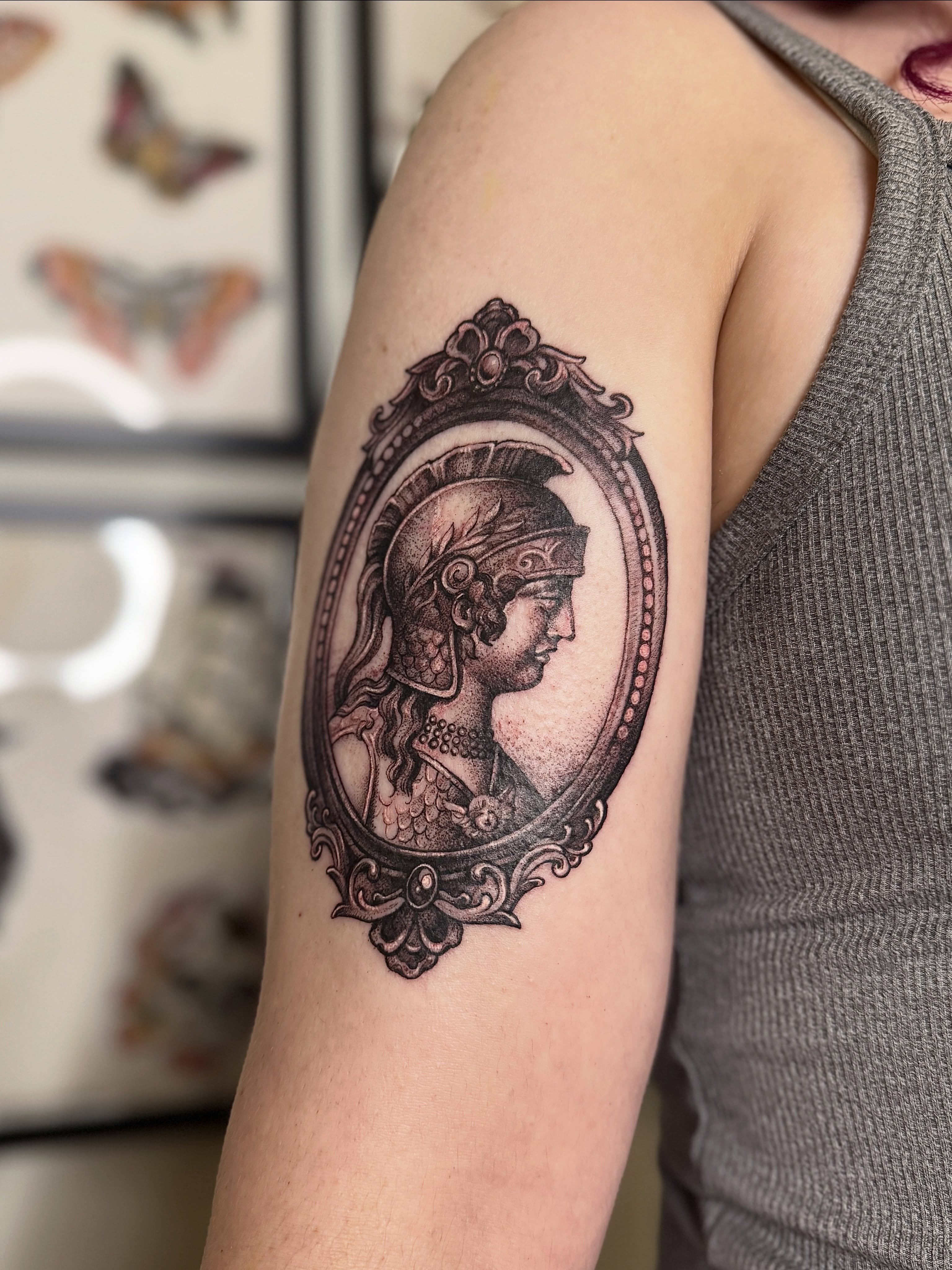 Profile portrait realism tattoo on the forearm by Andy Rowe- Tattoo Artist🦇
