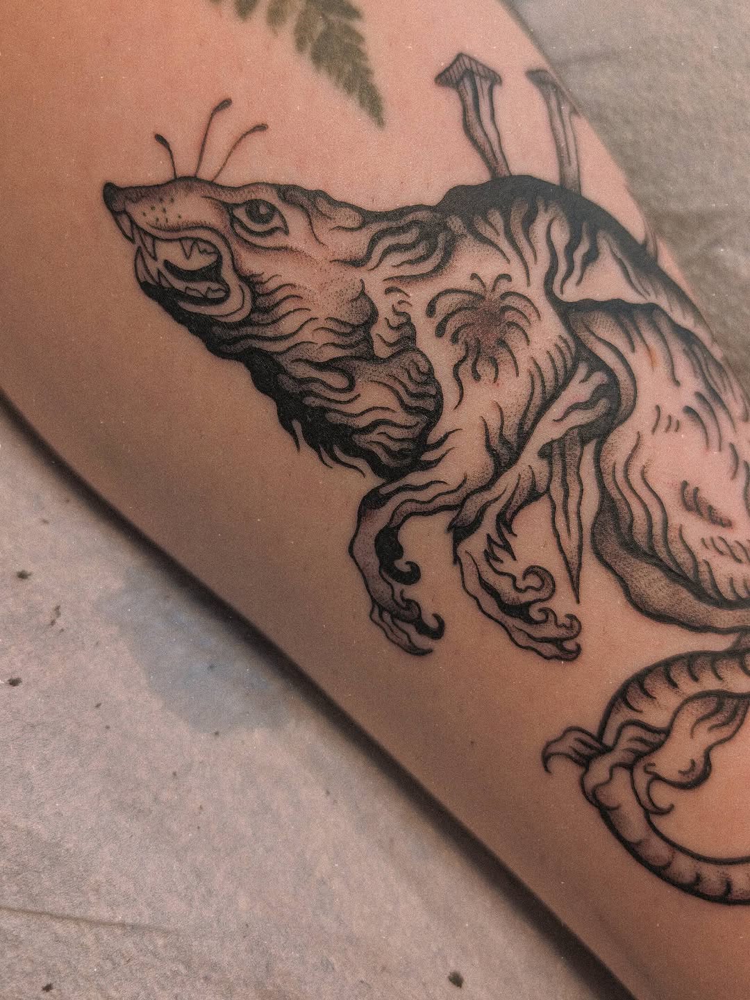Tattoo by @uprootedtattooing β black_and_grey, dotwork