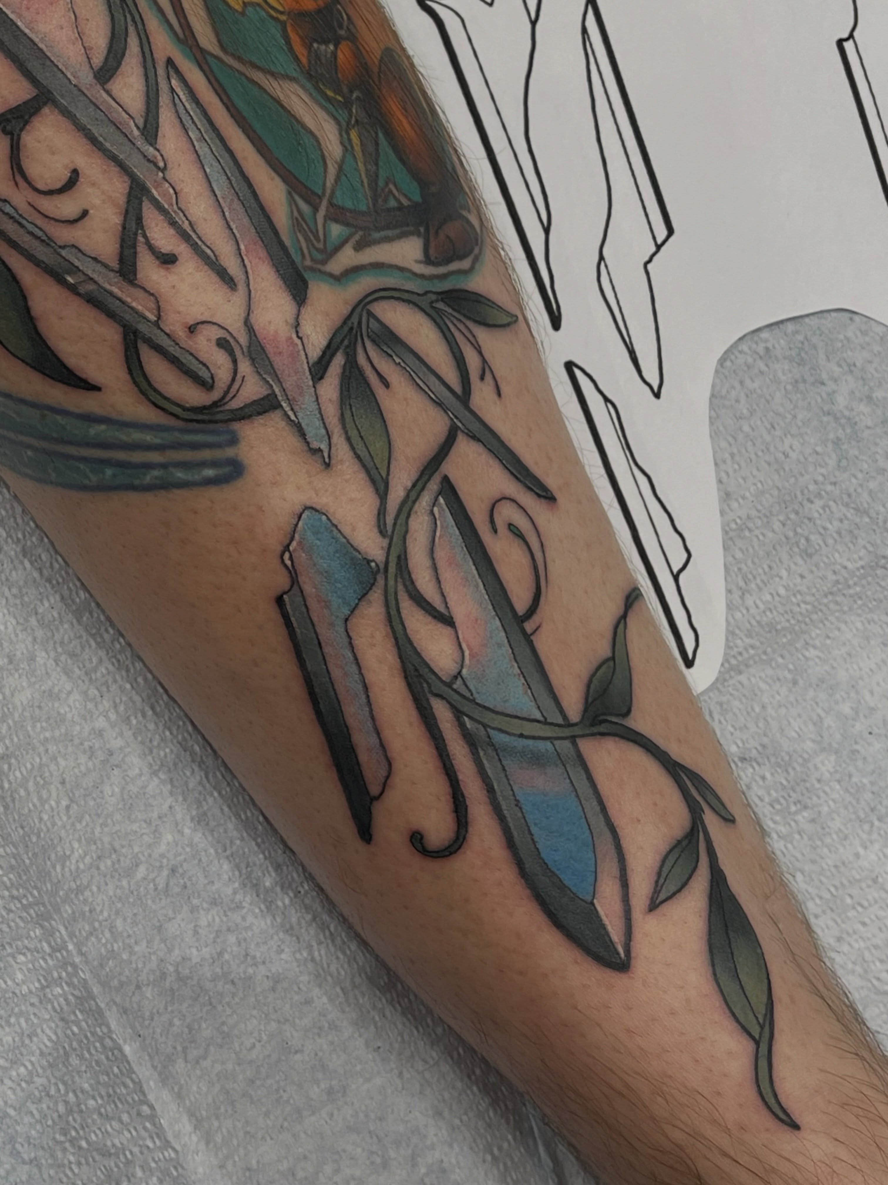 Crystal and vine new school tattoo on the forearm by Chris Sparks, I just go by Sparks.