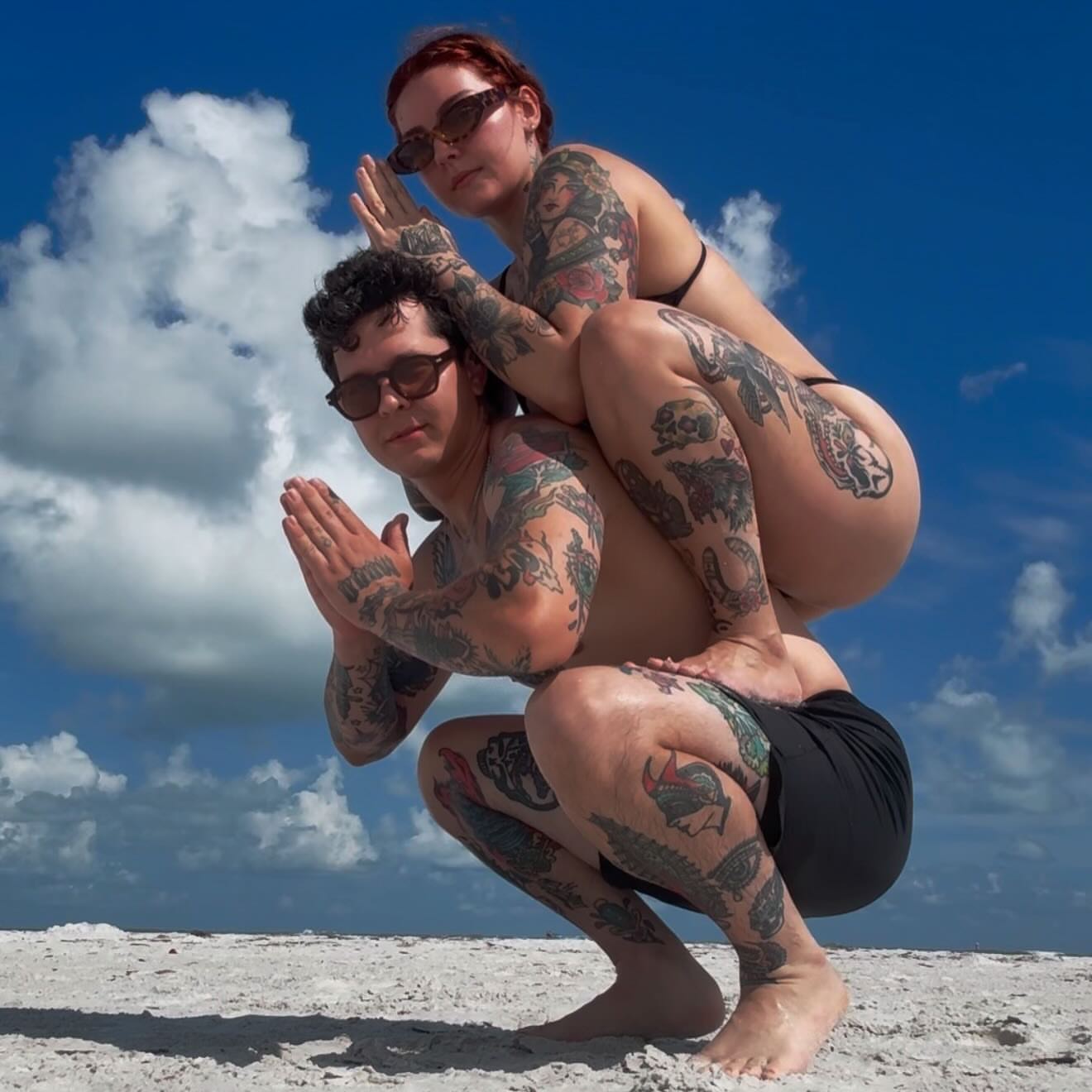 Tattooed couple American traditional tattoo on the torso by ༺tessa༻