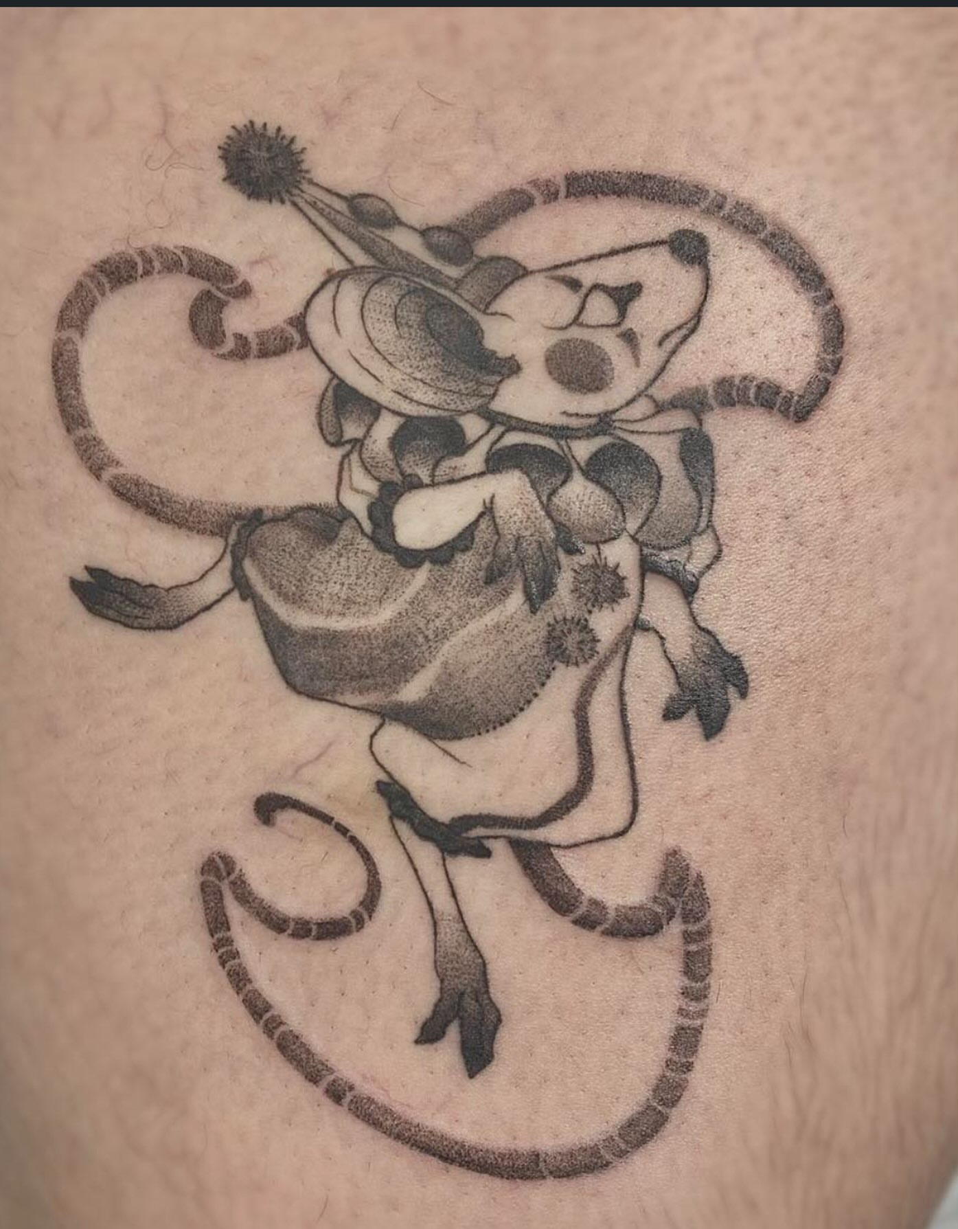 Tattoo by @gillygoatpokes — black_and_grey