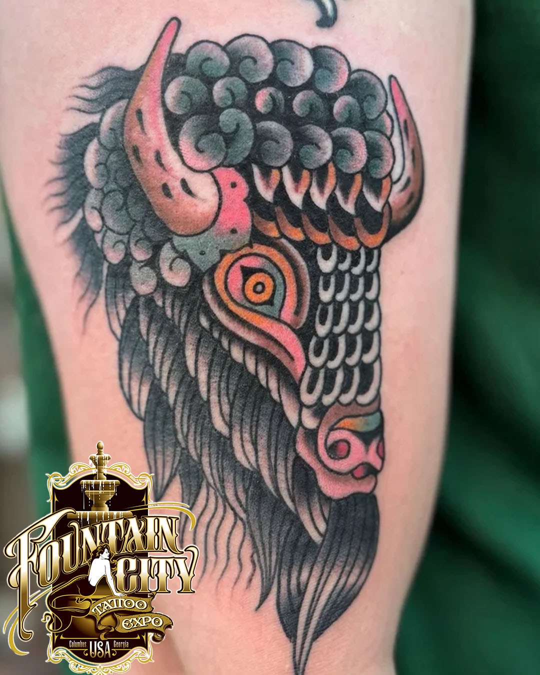 Bull head American traditional tattoo on the forearm by Joe tatum ~Tattoo~