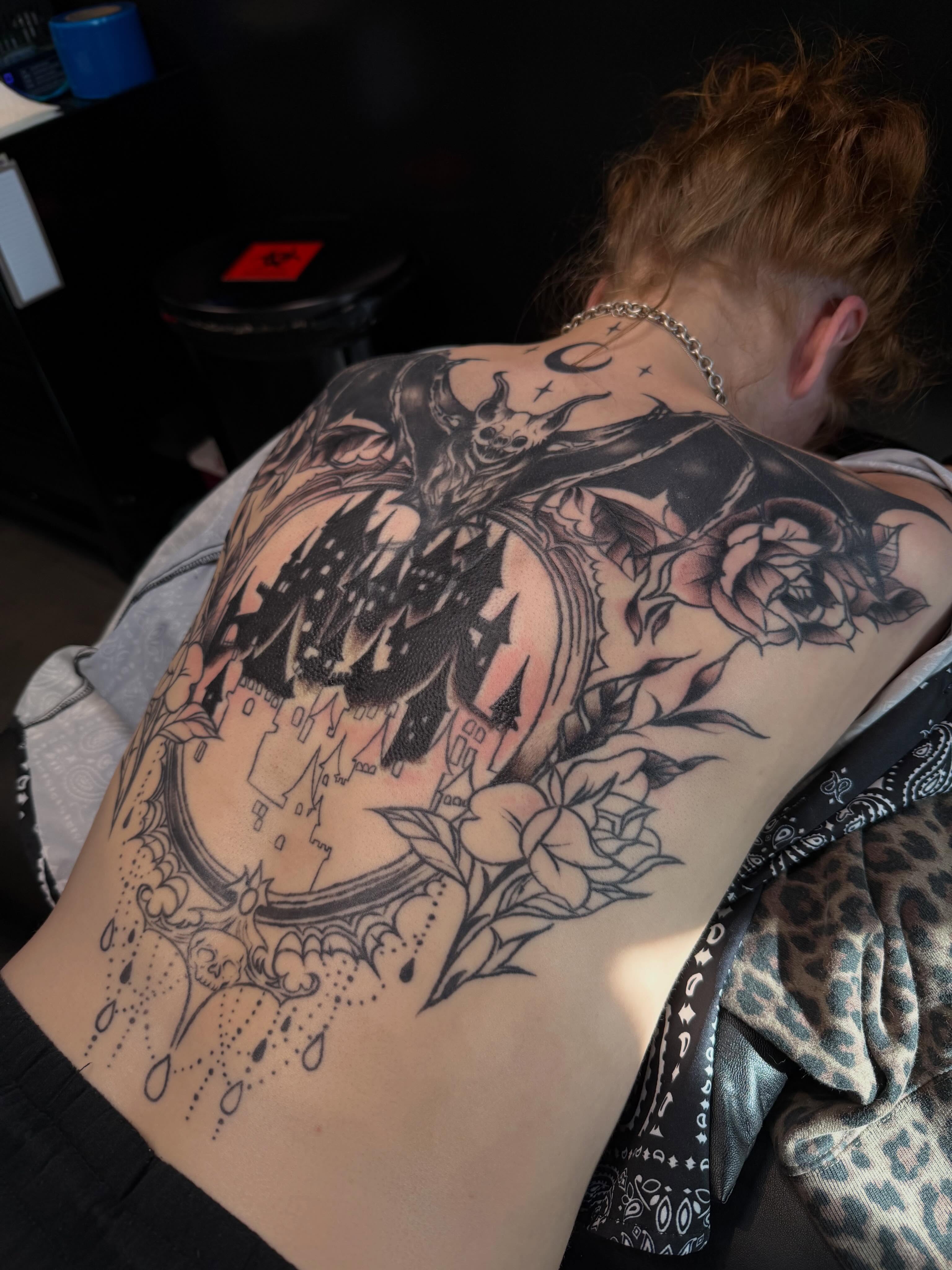Tattoo by @courtneyloutattoos โ black_and_grey, dotwork
