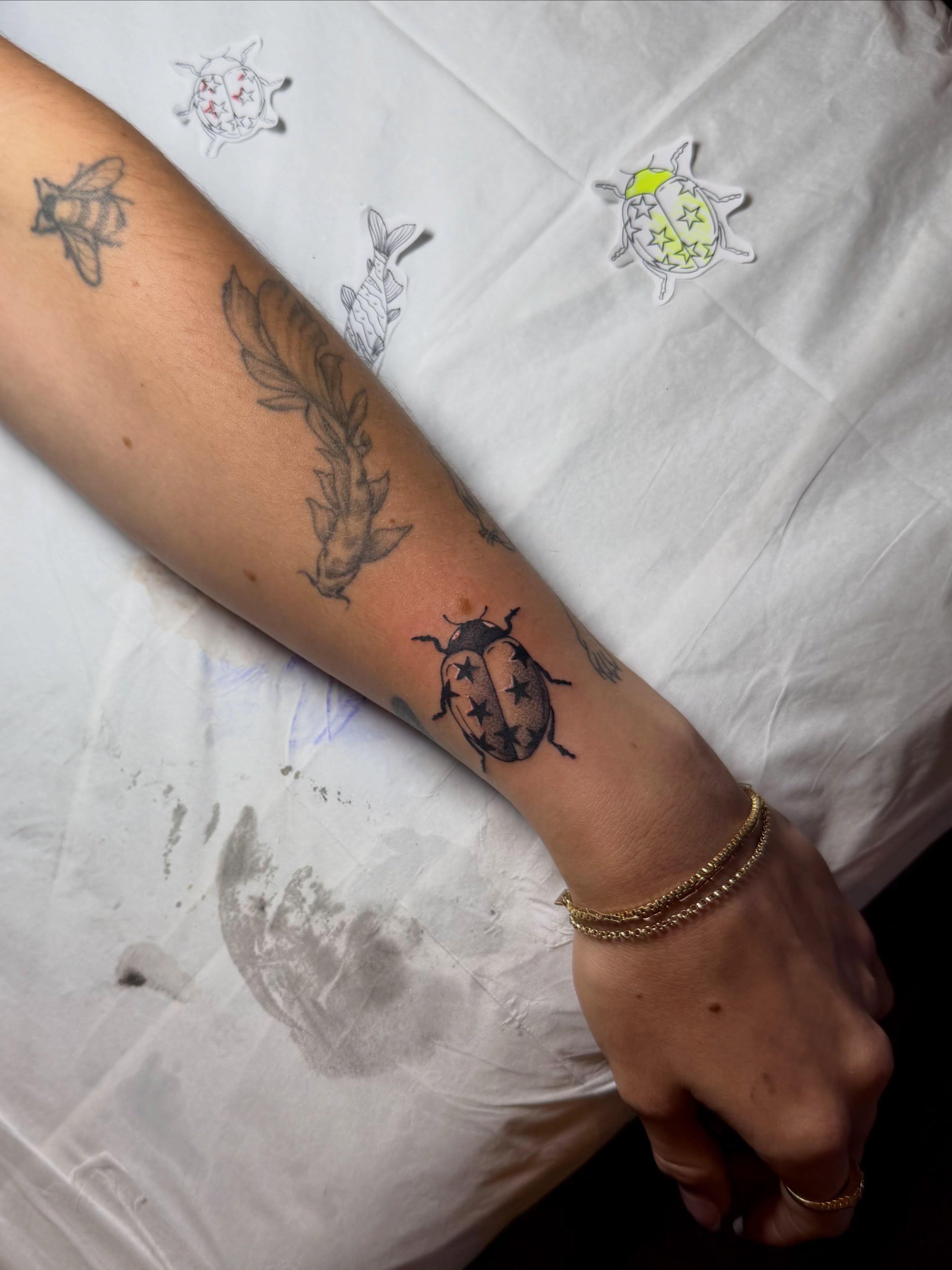Beetle black and grey tattoo on the forearm by Nicole Libretti ✶ Tattoo ✶ Hvny