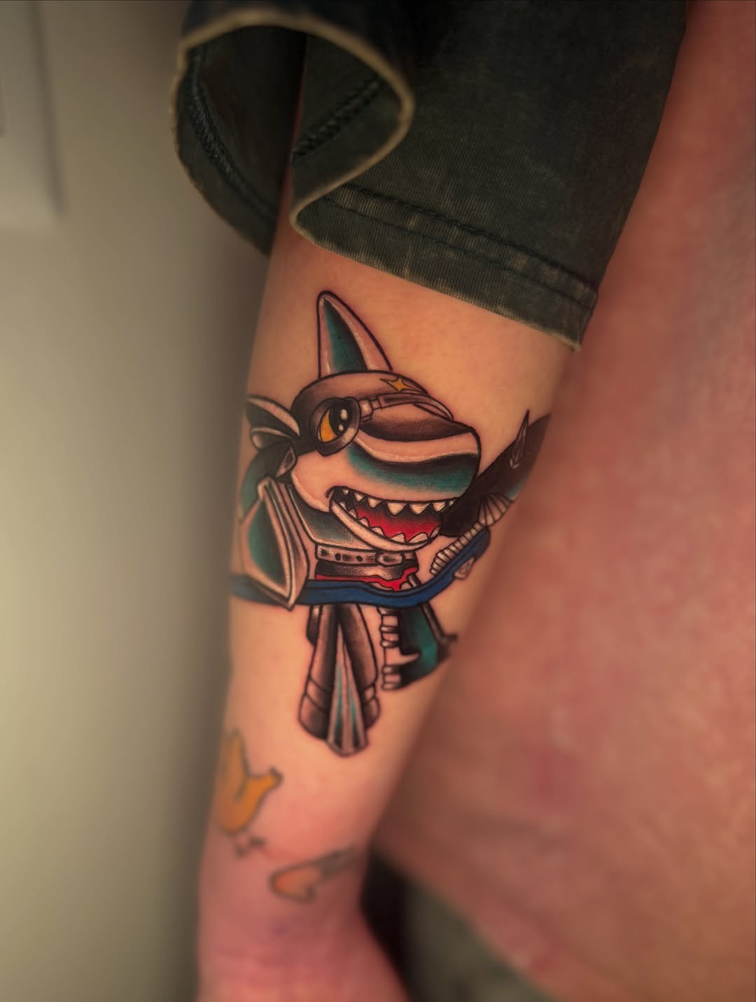 Robot shark American traditional tattoo on the forearm by 🌸Cinthia ちゃん🌹, New York, New York
