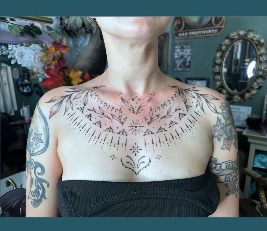 Tattoo by @ceciliamarietattoos — dotwork, ornamental