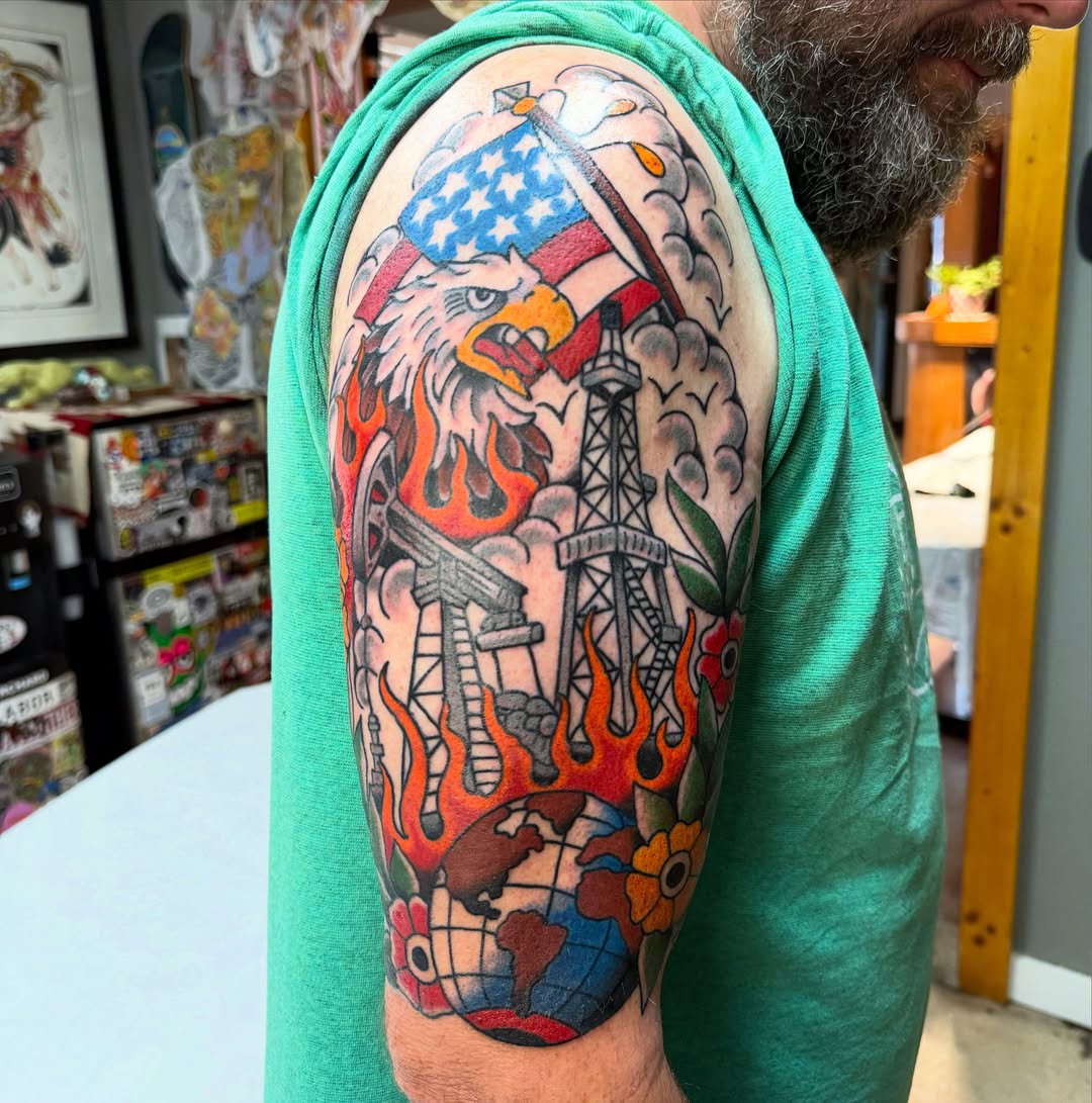 Tattoo by @spencerecoco — american_traditional, dotwork