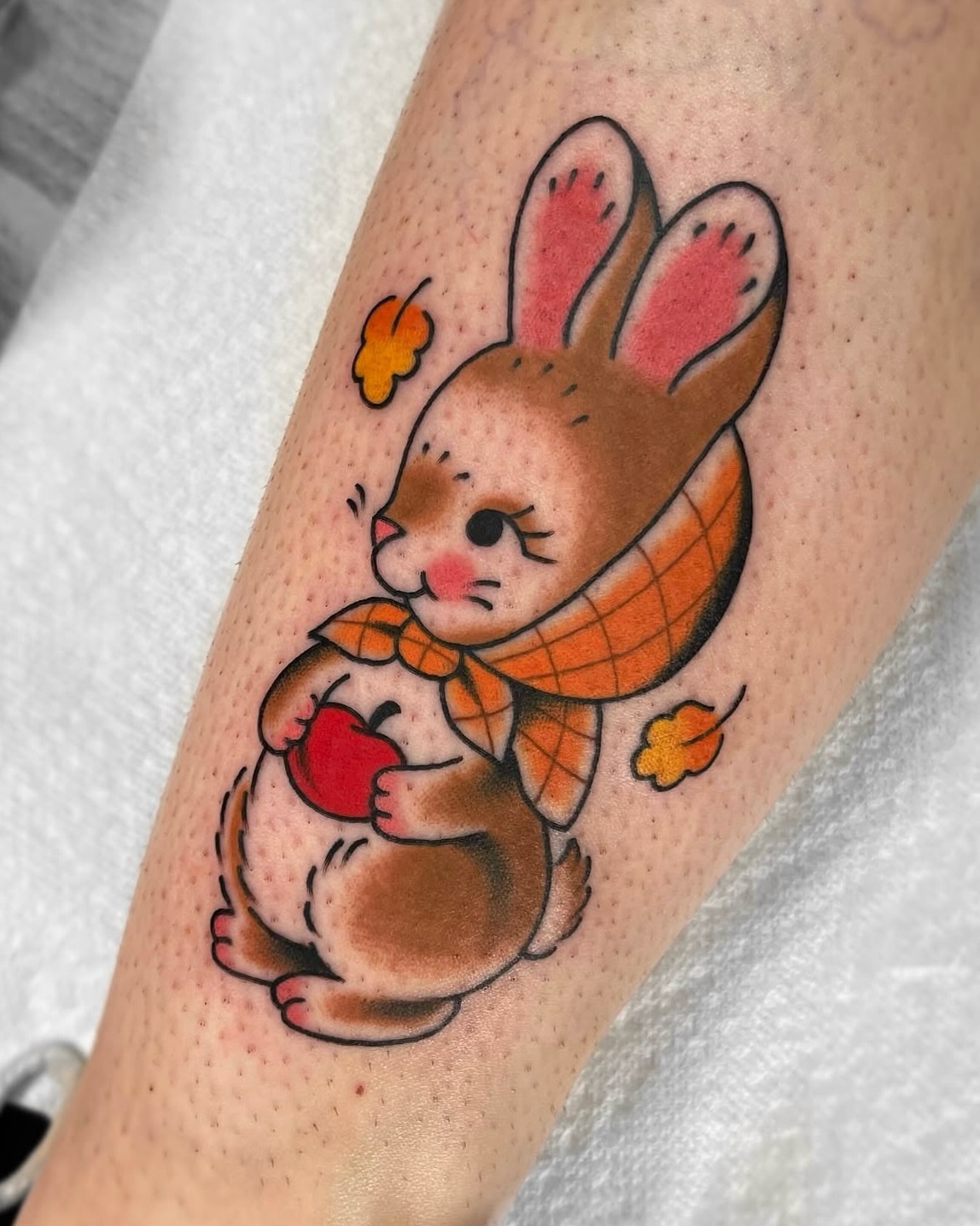 Bunny with scarf dotwork tattoo on the forearm by 𝕬𝖓𝖆𝖇𝖊𝖑𝖑 𝕸𝖔𝖗𝖔