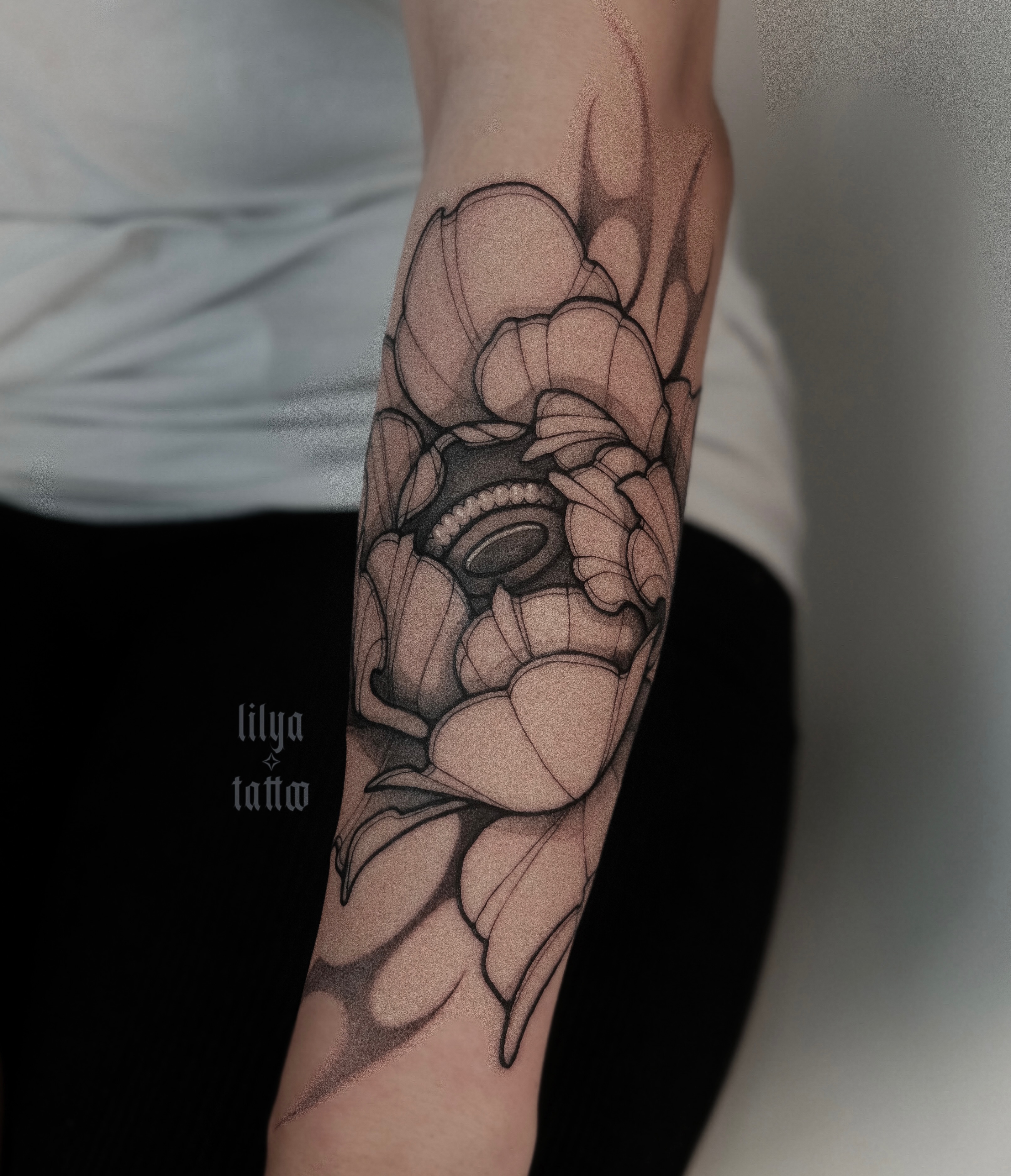 Tattoo by @lilya_tattoo — black_and_grey, realism