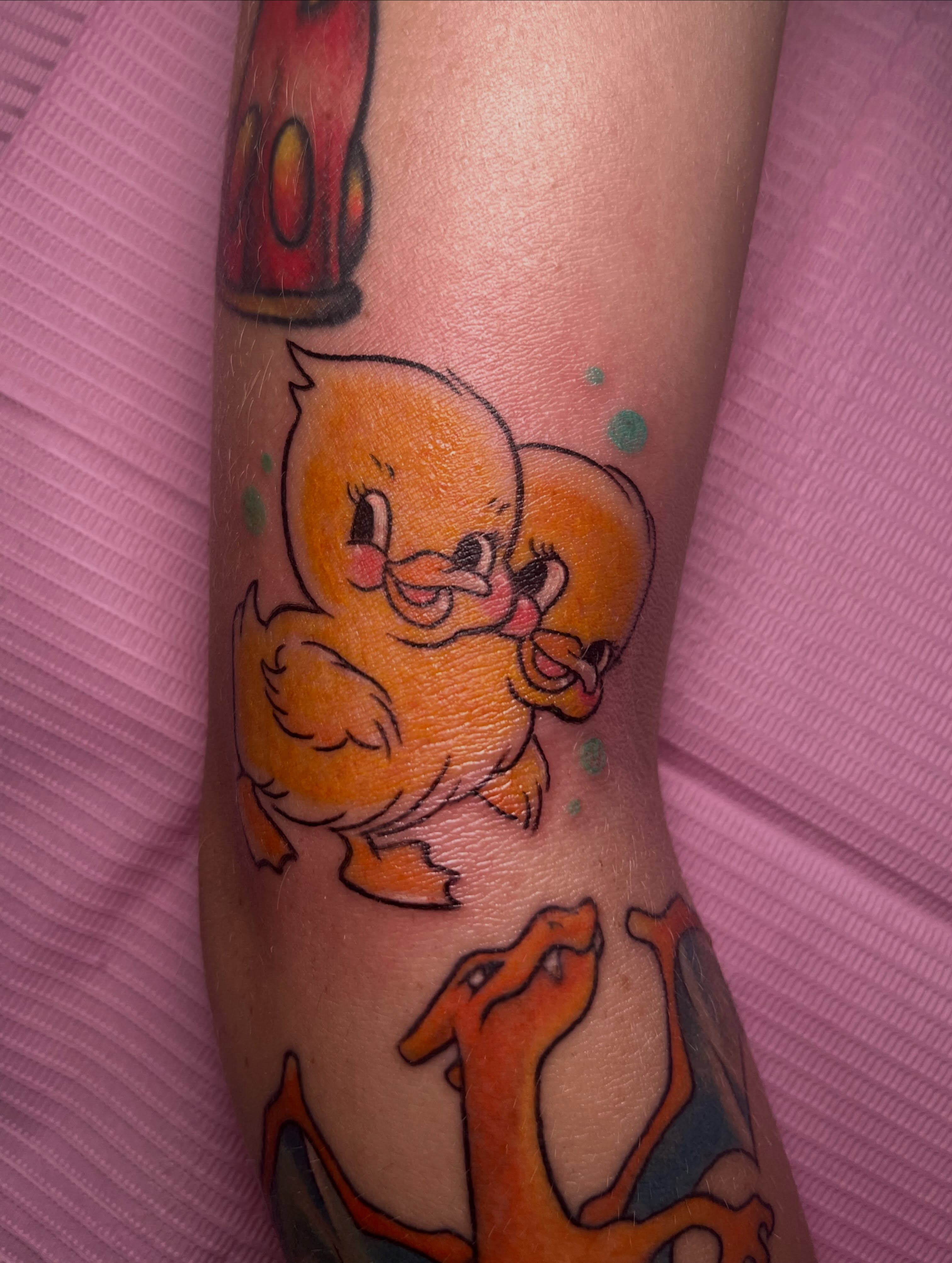 Chickens dotwork tattoo on the forearm by Hannah Hahn