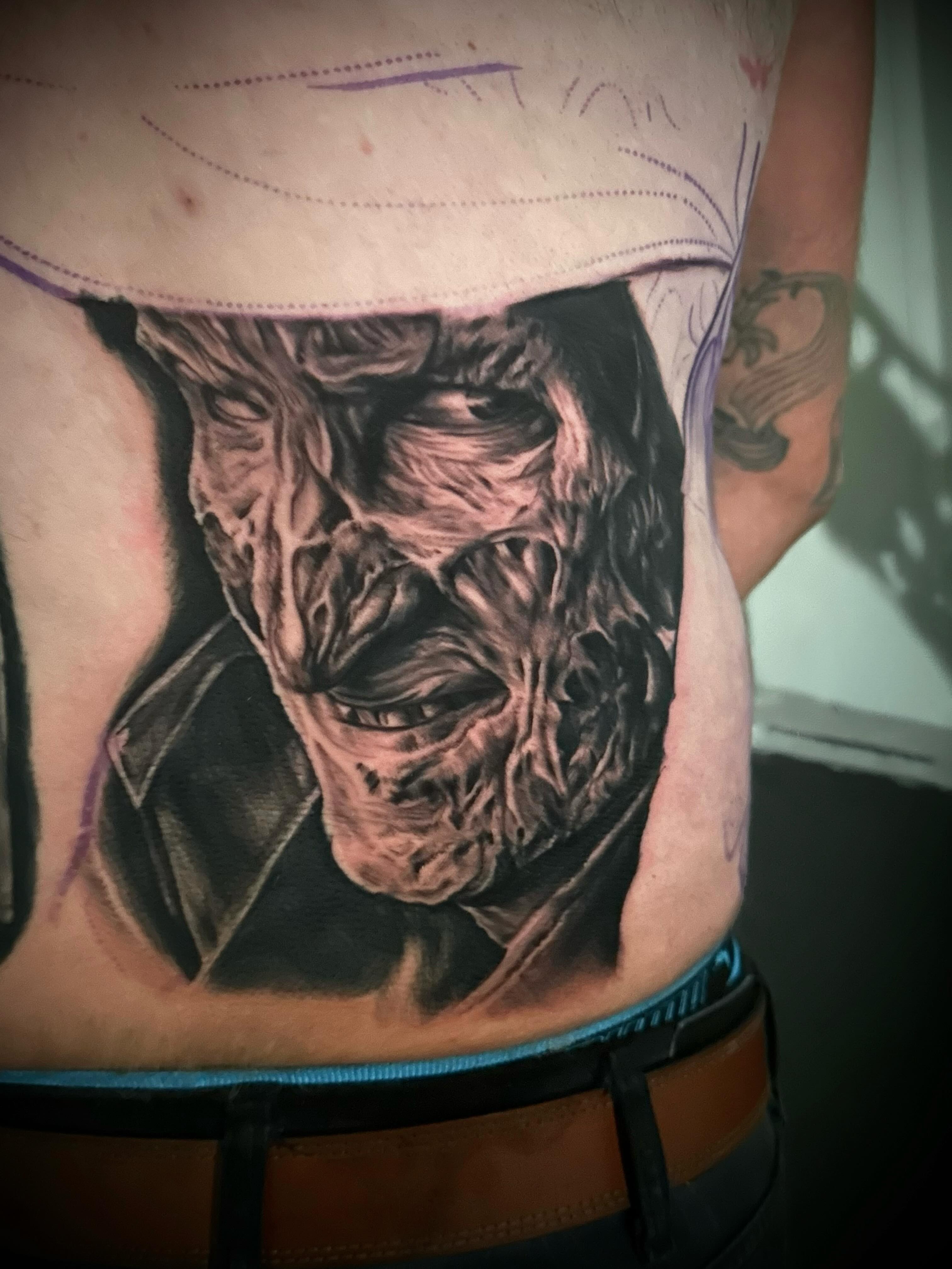 Zombie realism tattoo on the torso by Neil5one3