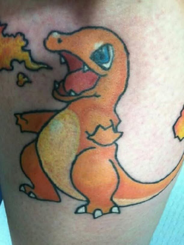 Charmander new school tattoo on the forearm by Tyler Jewett