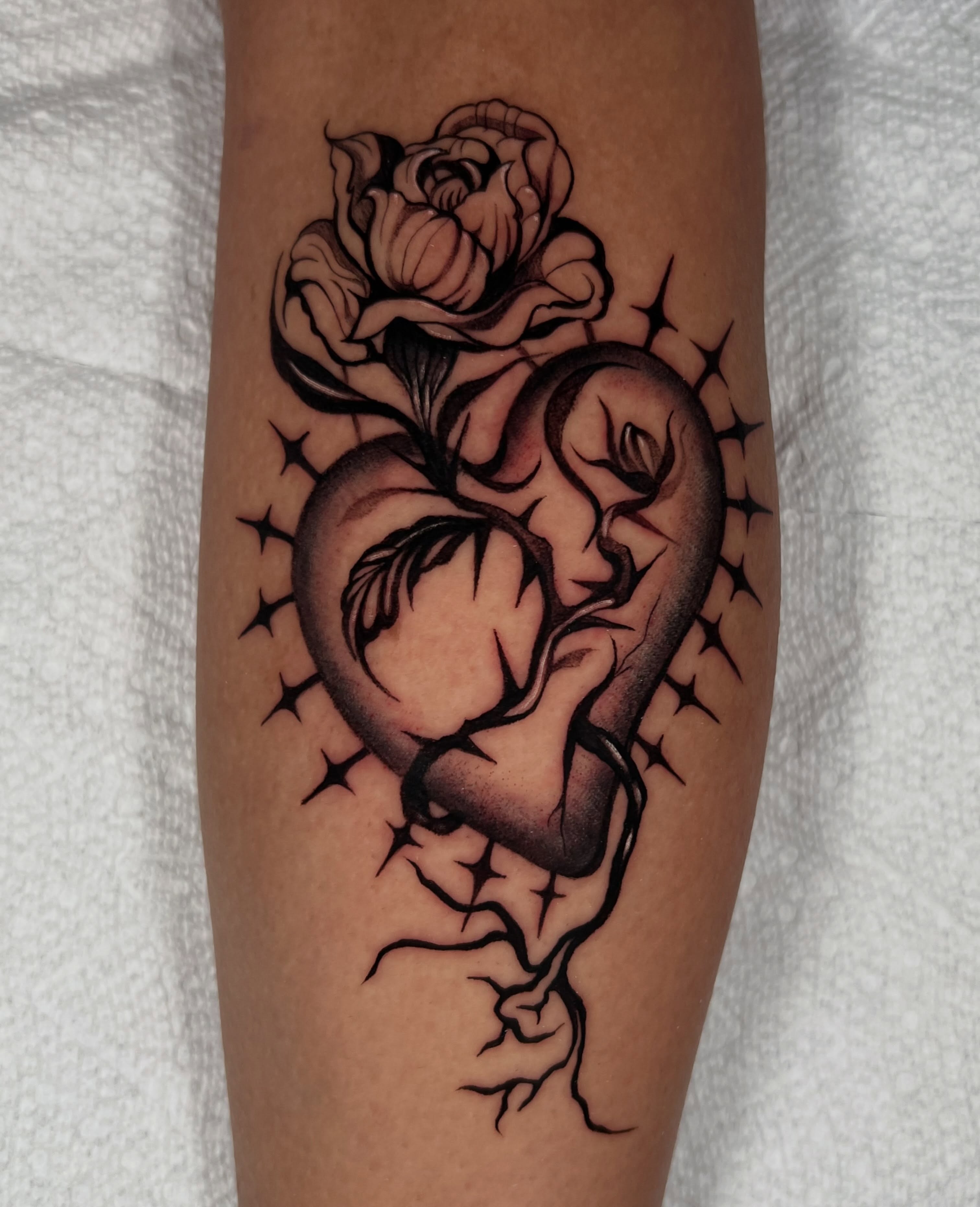 Heart and rose neo-traditional tattoo on the forearm by ✧ :: paloma :: ✧