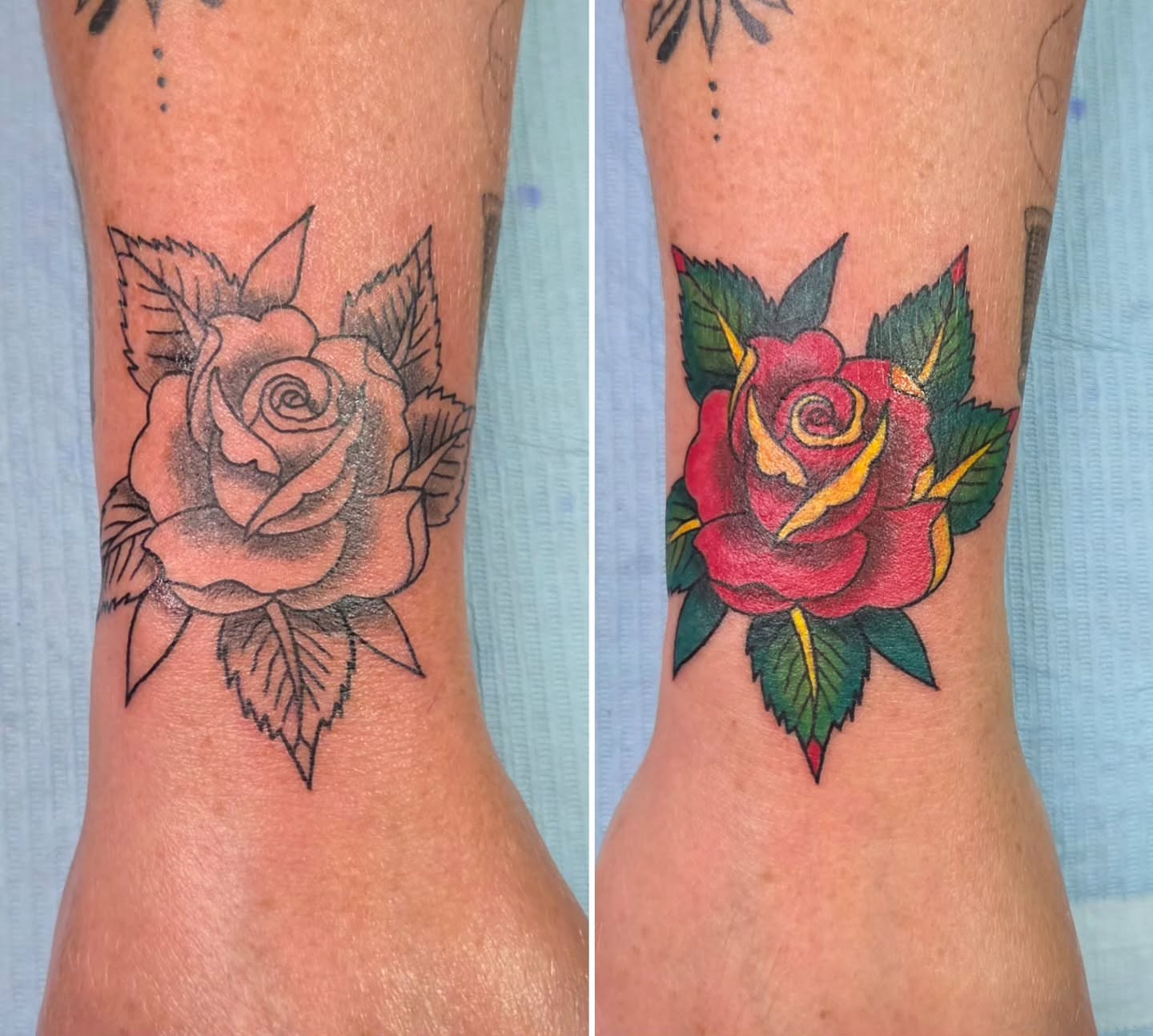 Rose American traditional tattoo on the forearm by Jam ⚡️🐉🖤