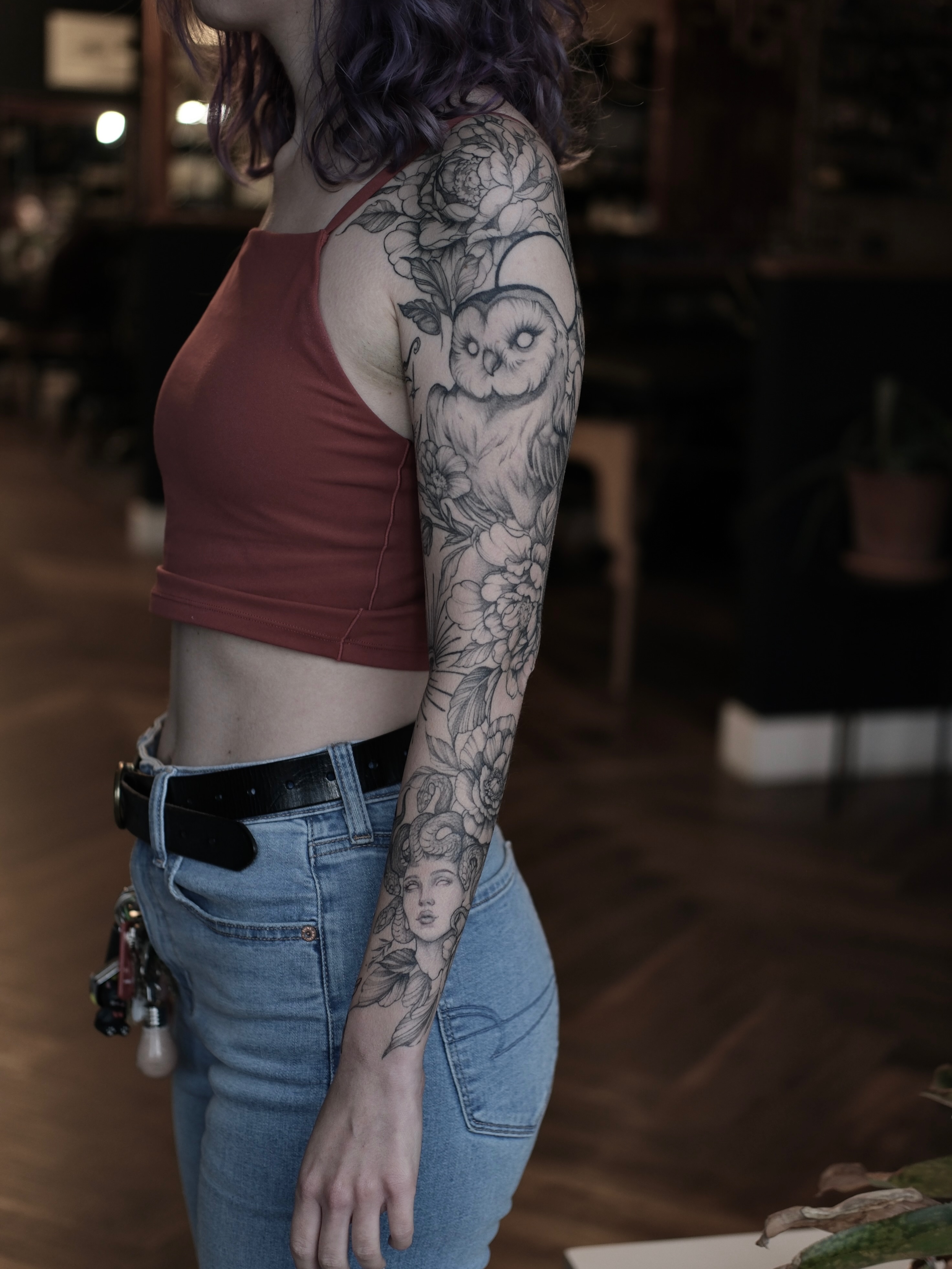 Tattoo by @hellbunnytattoos — black_and_grey