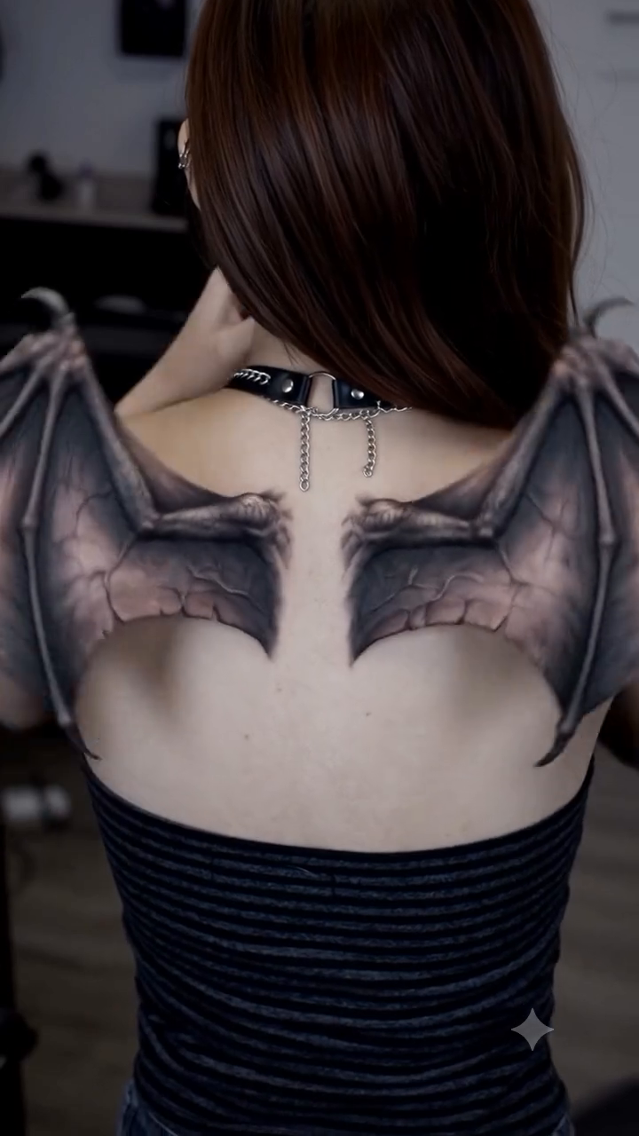 Bat wings realism tattoo by Gary Zhong, Upland, California
