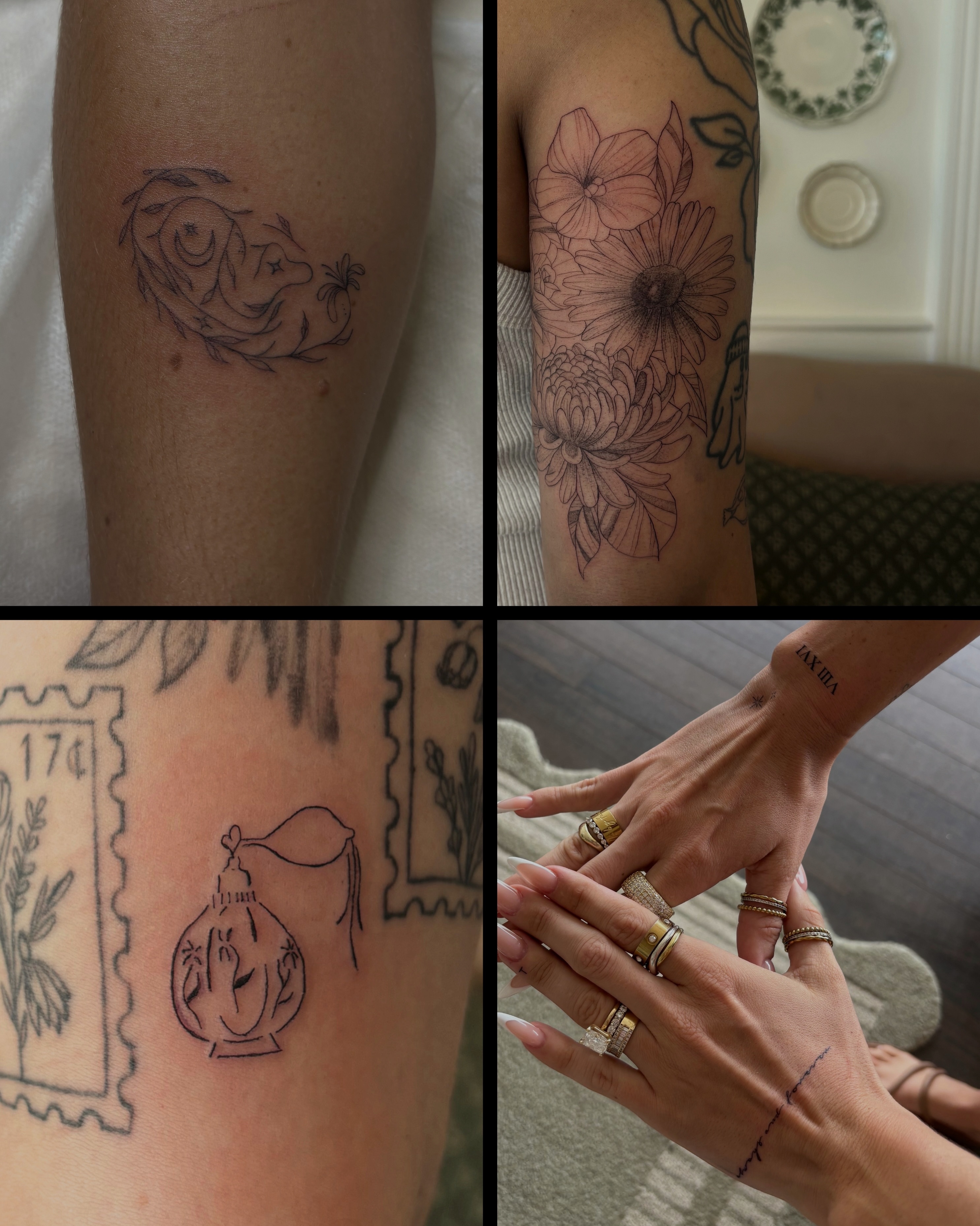 Flower bouquet black and grey tattoo on the forearm by Allie