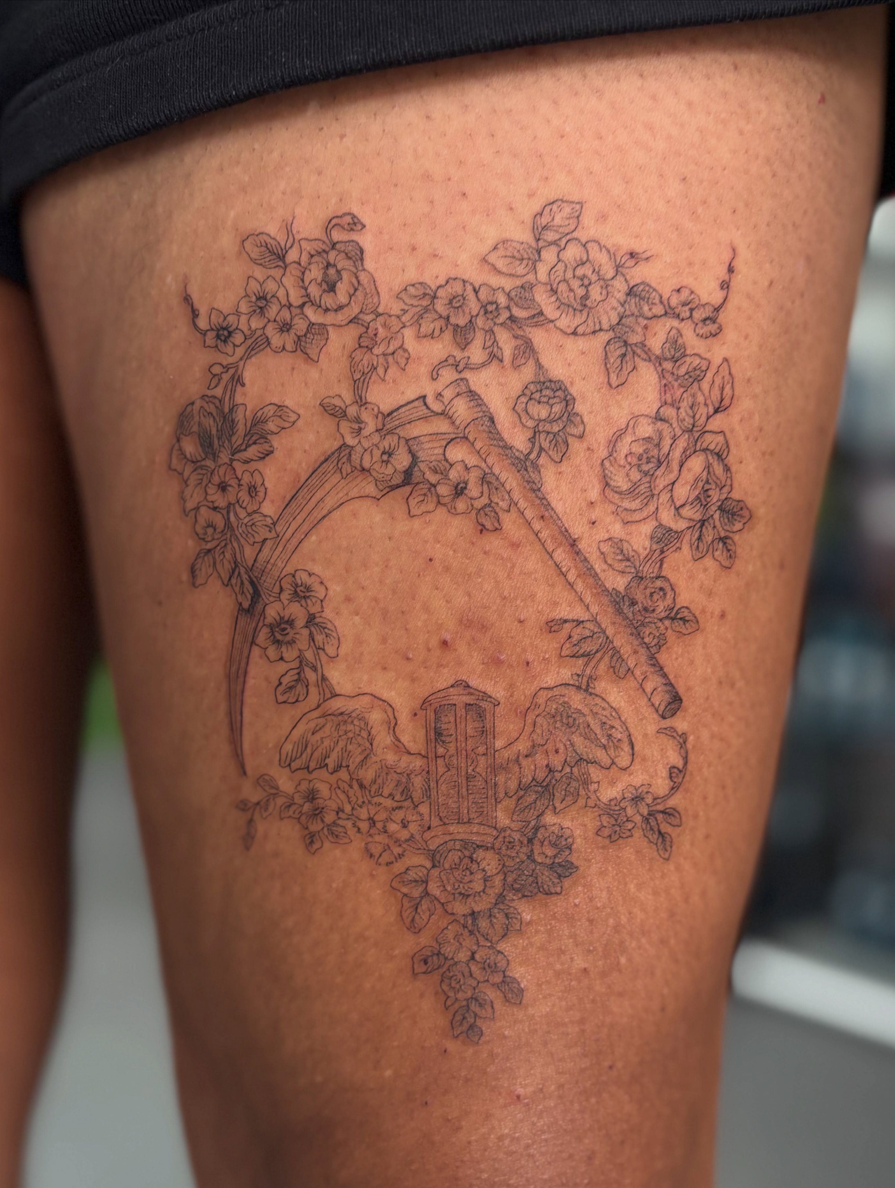 Tattoo by @marissawhitaker_ — black_and_grey