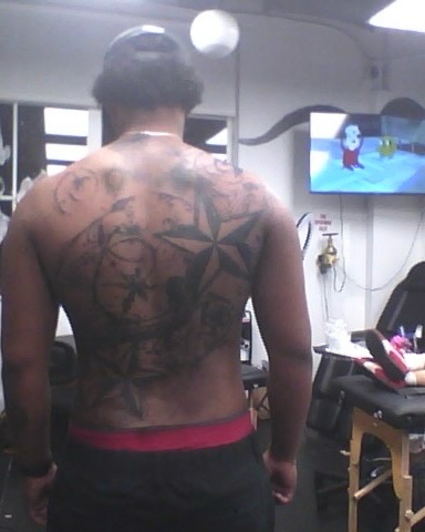 Geometric design geometric tattoo on the back by @douohv