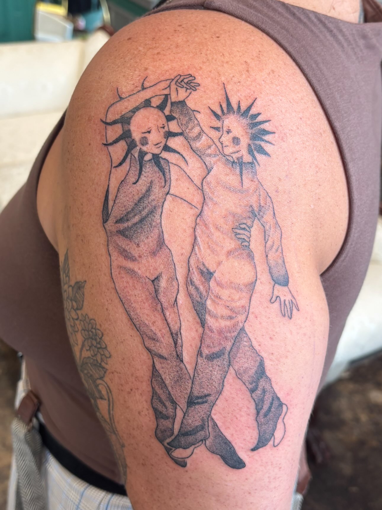 Tattoo by @beccabootattoos — dotwork, anime