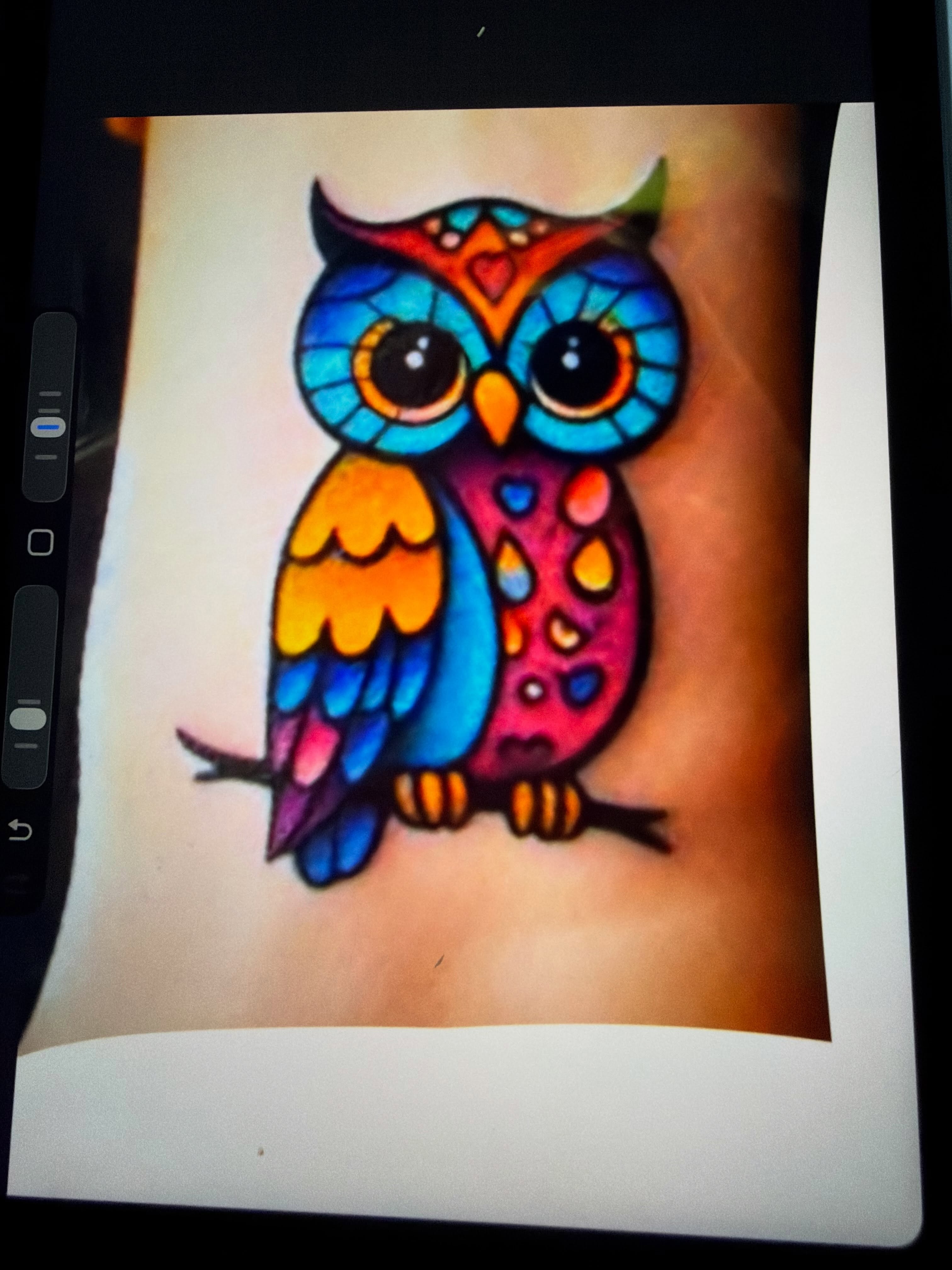 Owl new school tattoo on the forearm by Colbylee Tattoo Norwich