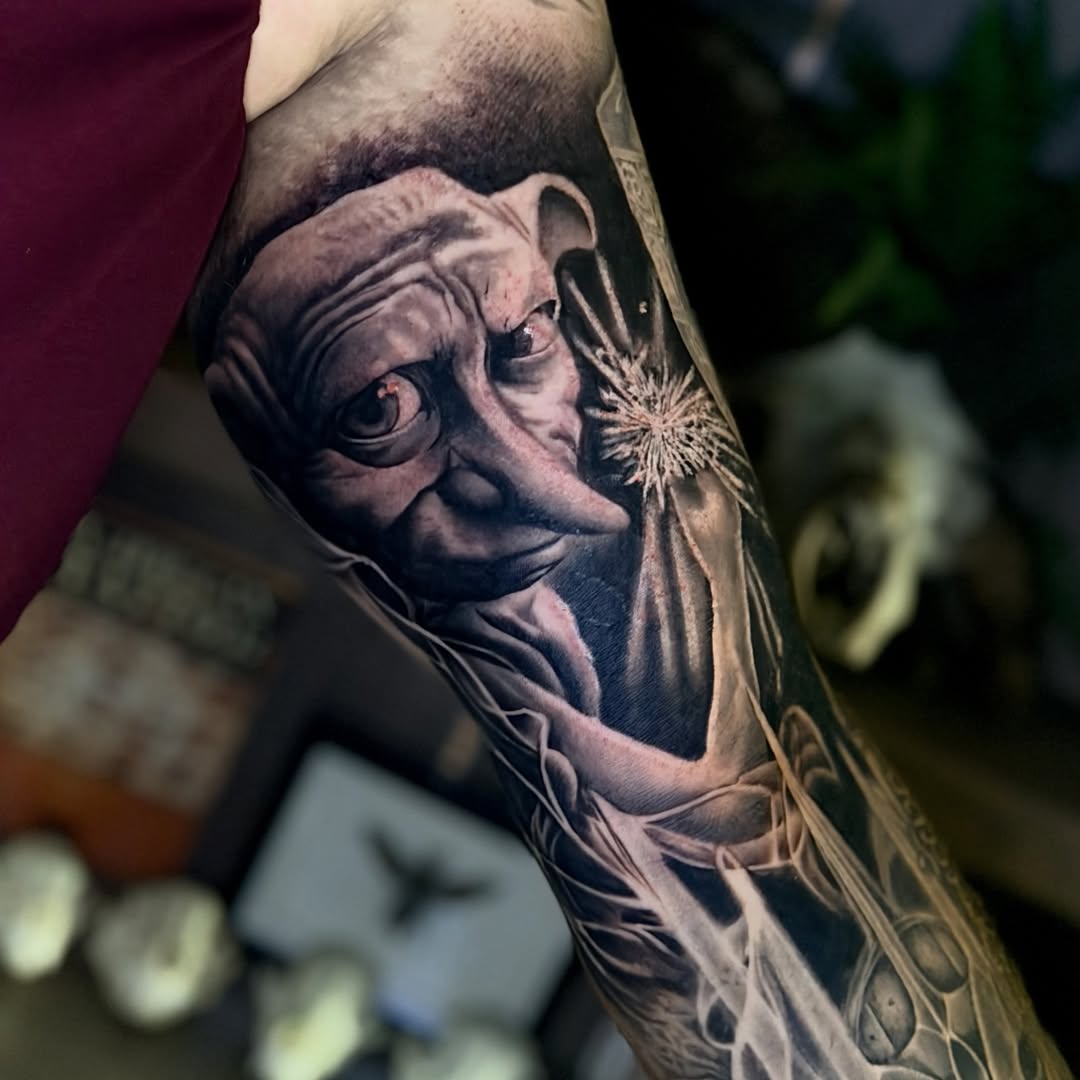Tattoo by @fleurnoirestudio β realism, black_and_grey
