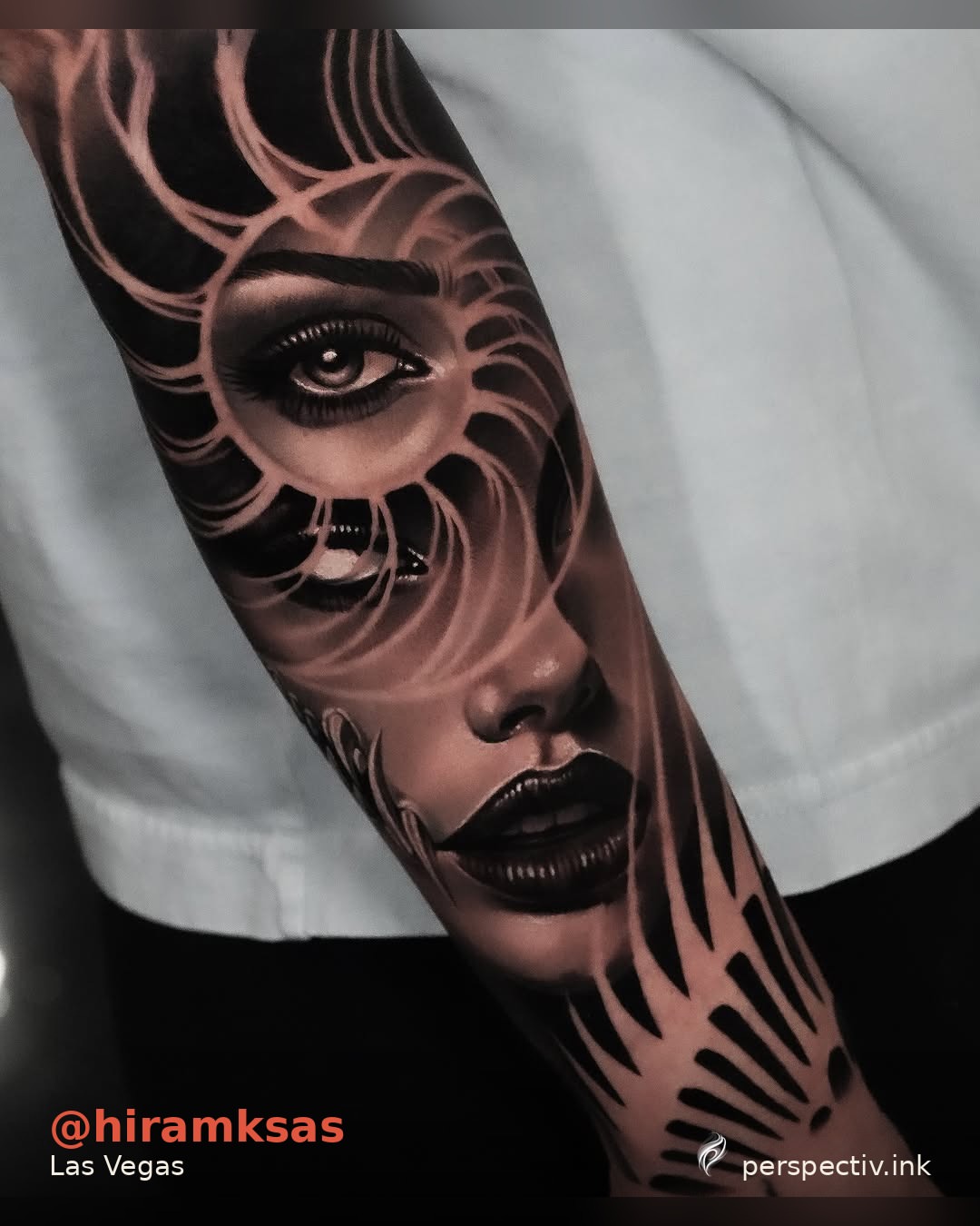 Tattoo by @perspectivink — realism, geometric