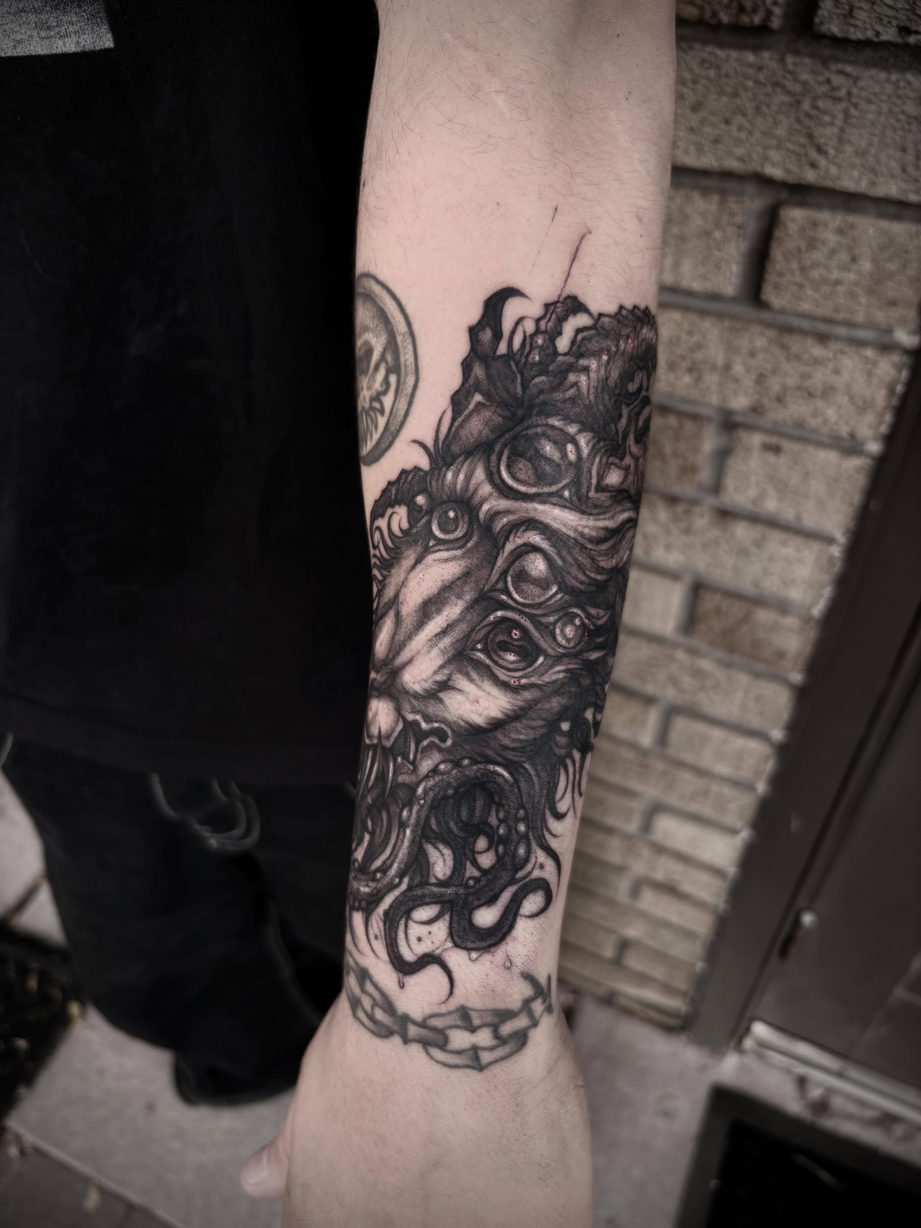 Tattoo by @lynscorpse — black_and_grey, realism