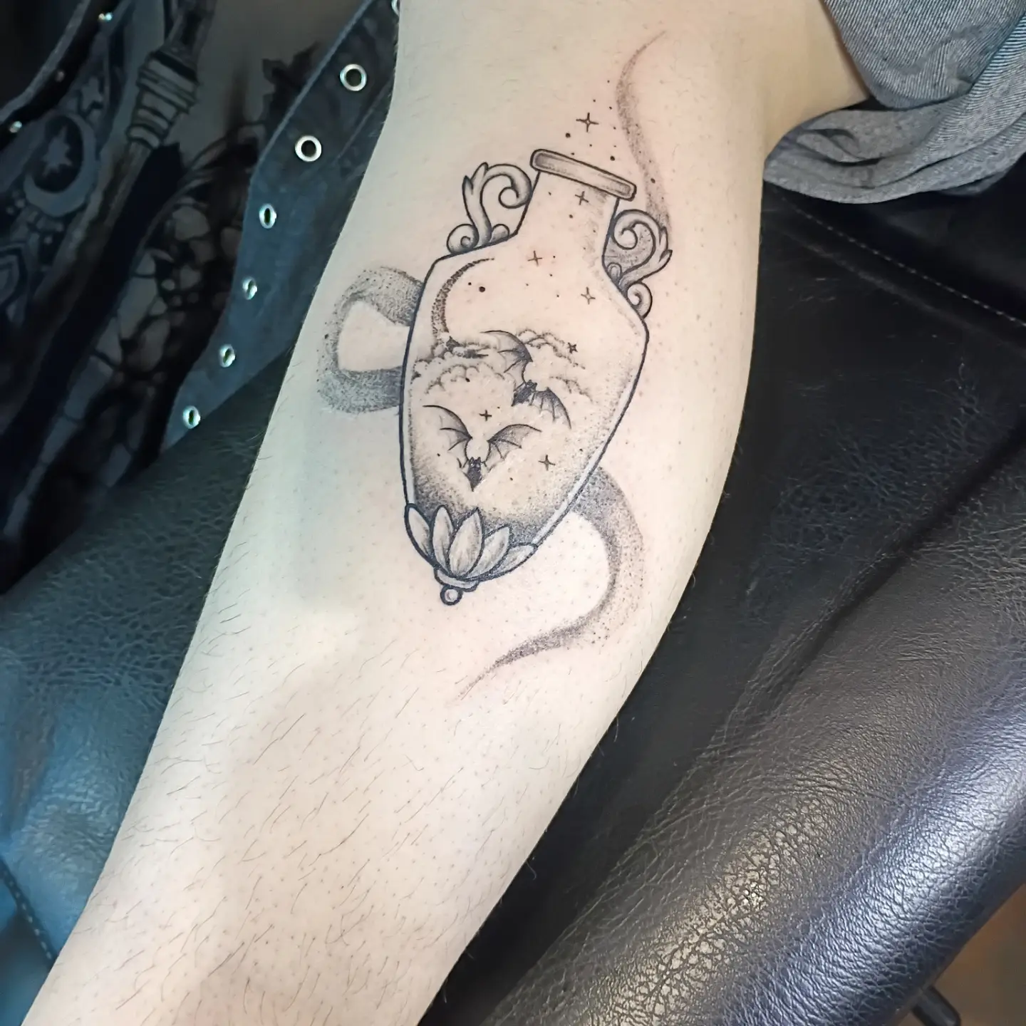 Tattoo by @mamabirdstattoos.piercings — dotwork, black_and_grey