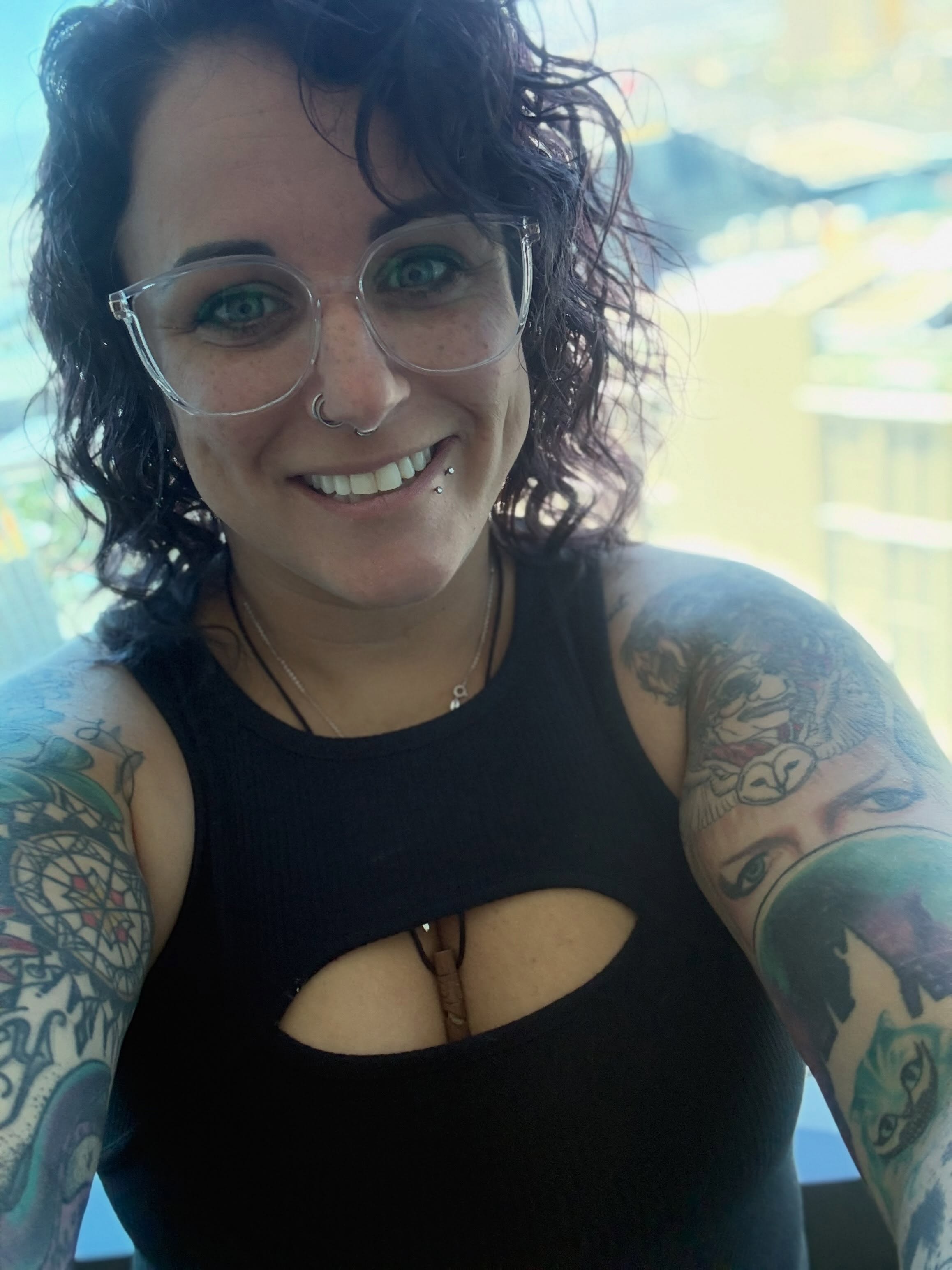 Portrait American traditional tattoo on the torso by Jillian Pardy