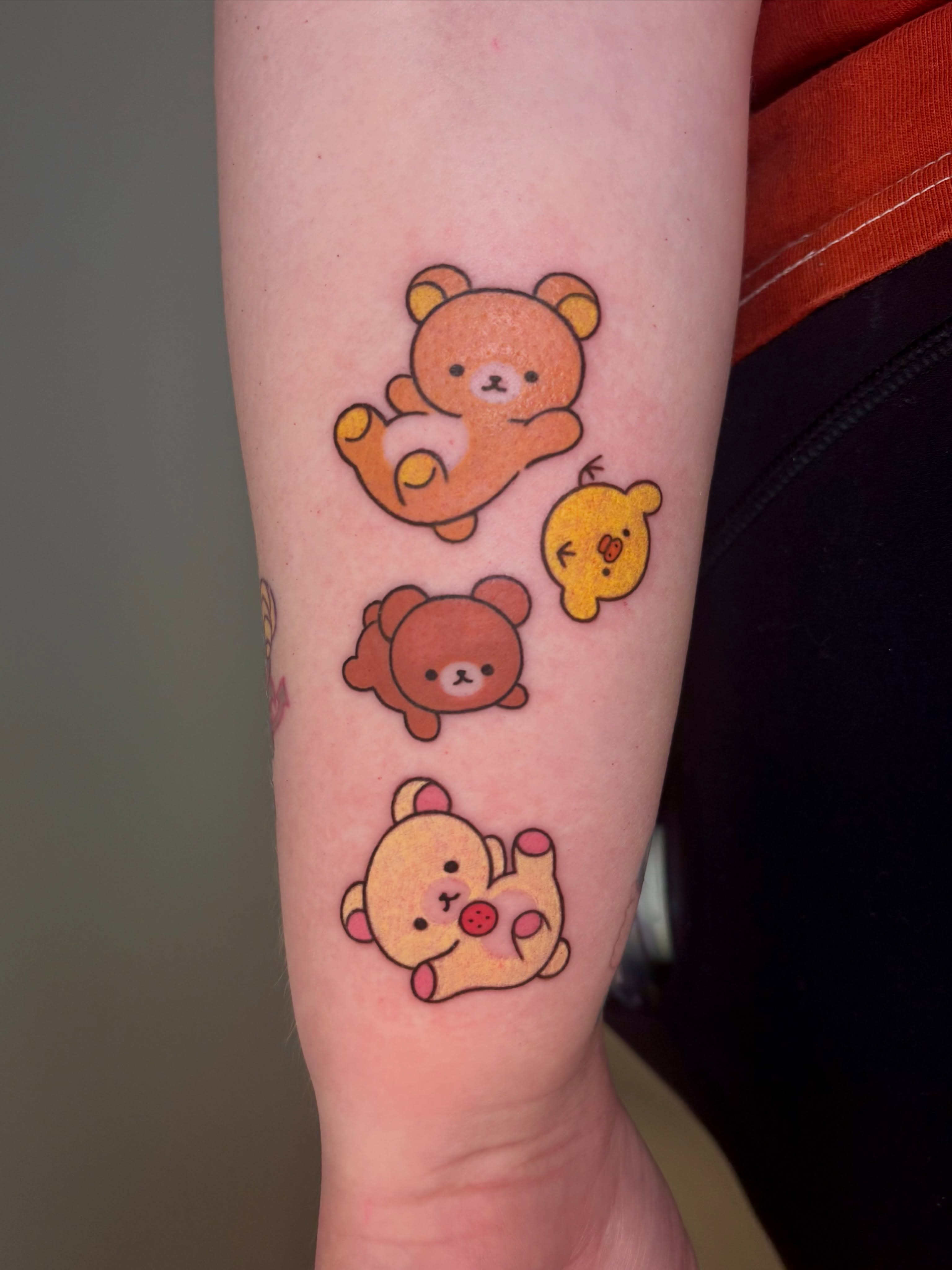 Kawaii characters dotwork tattoo on the forearm by ๐ฎ๐ถ๐ ๐ โงโห โโ.