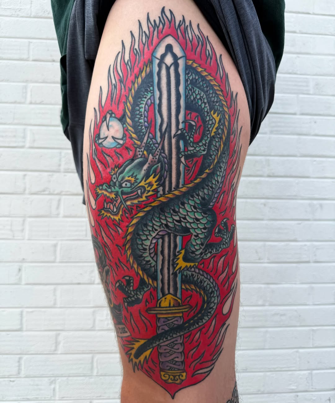 Tattoo by @daviddevaney_ — american_traditional, dotwork