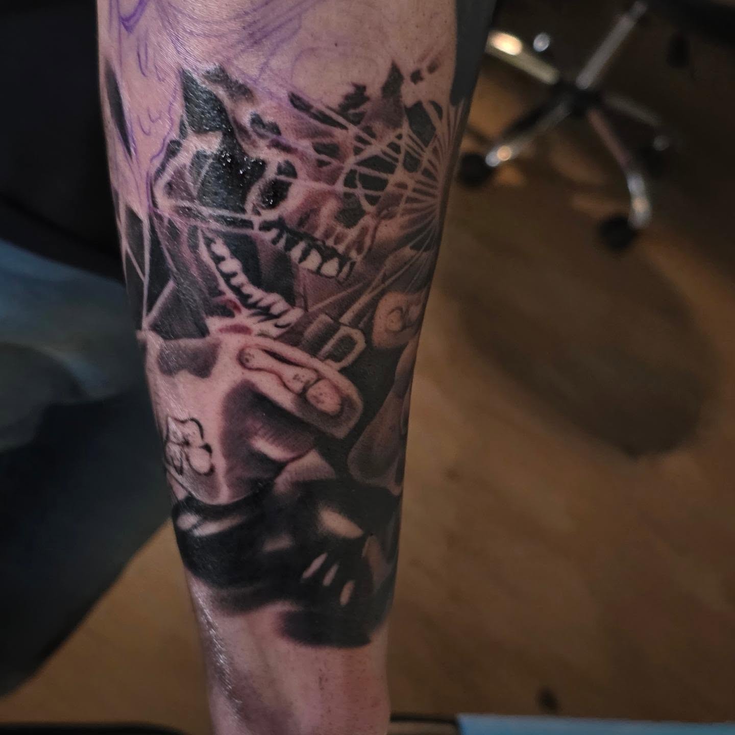 Mechanical structure realism tattoo on the forearm by Tattoo Seez, Wichita, Kansas