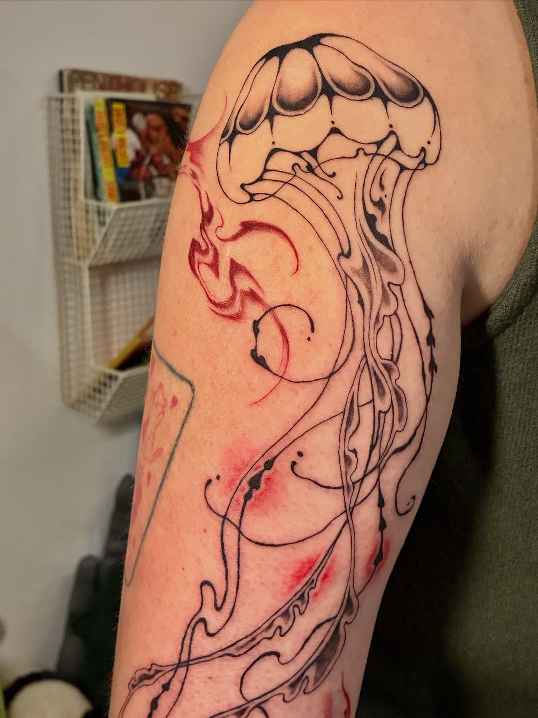 Jellyfish cyber sigilism tattoo on the forearm by thalia