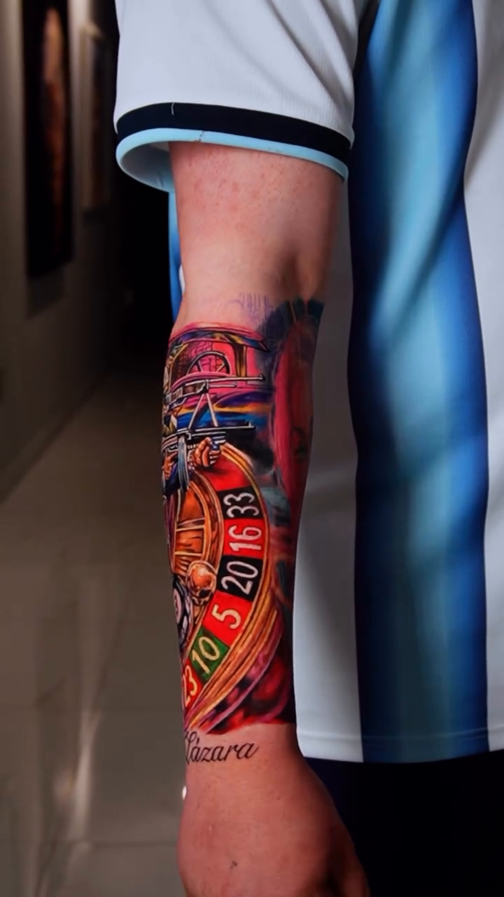 Casino theme sleeve new school tattoo by Alberto M