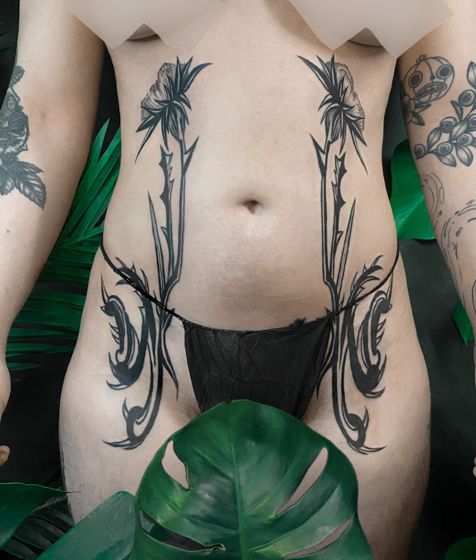 Floral thorns tribal tattoo on the ribs by ✥ G i t t a ✥