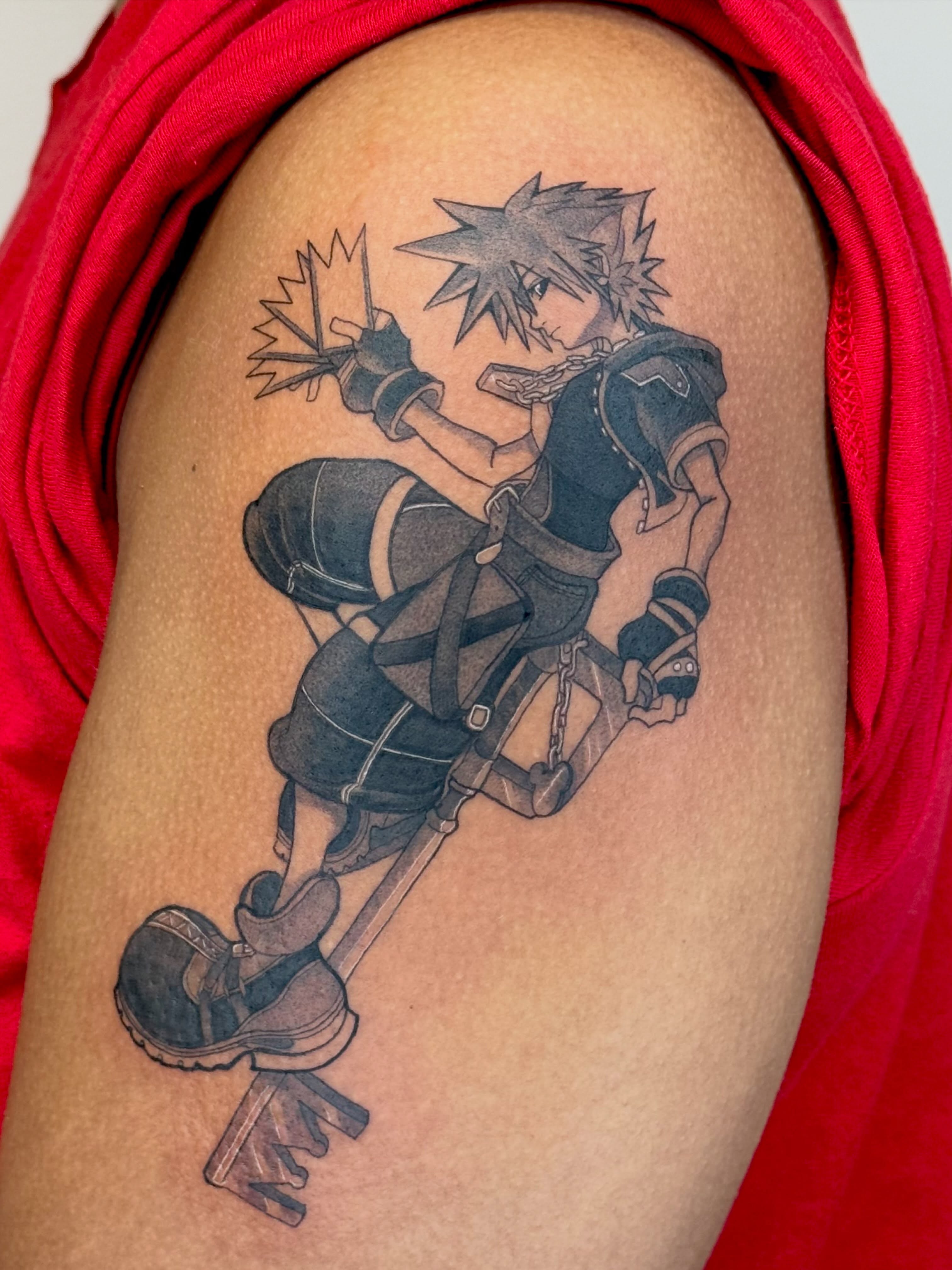 Keyblade wielder anime tattoo on the shoulder by Em Krieg