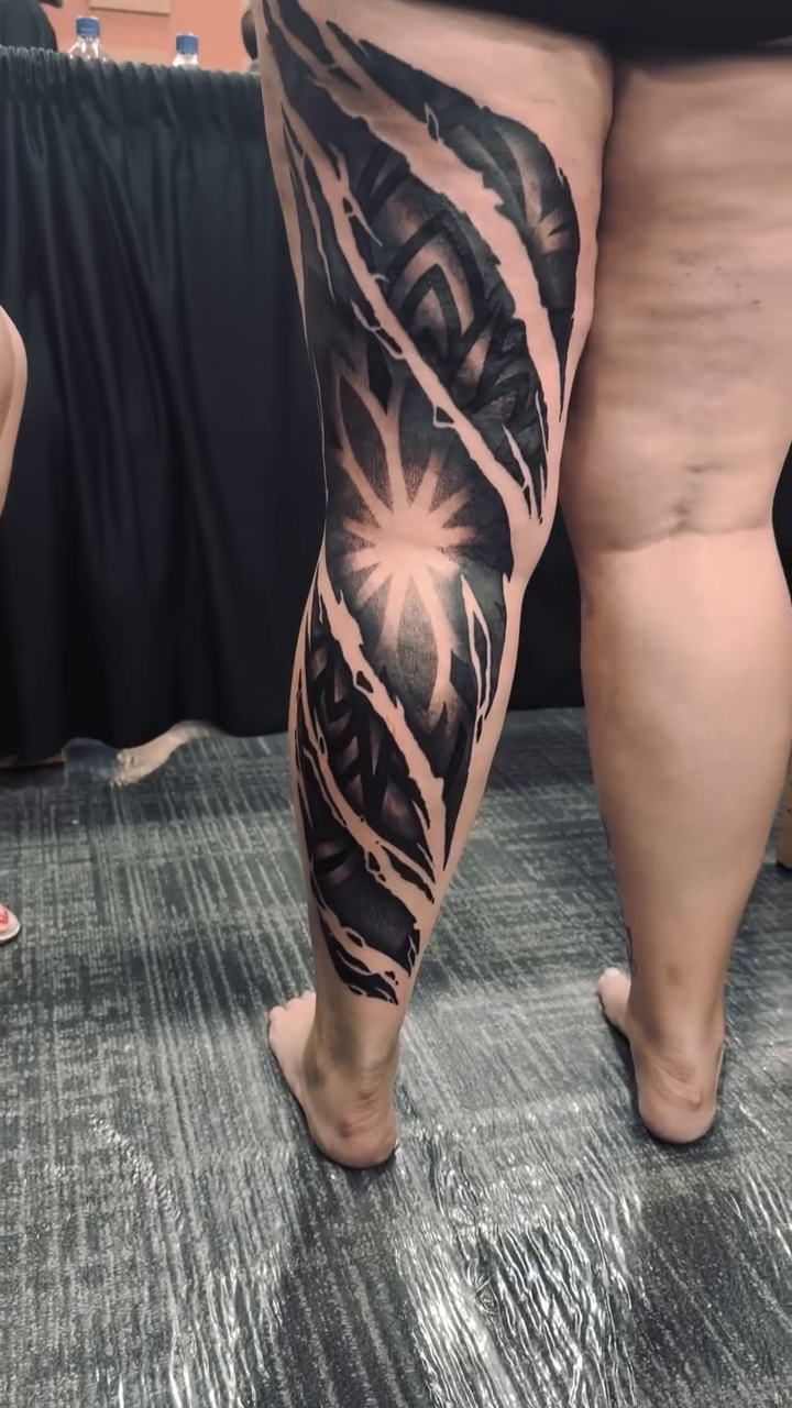 Geometric starburst with ripped skin effect geometric tattoo by ๐๐๐๐ ๐๐๐๐