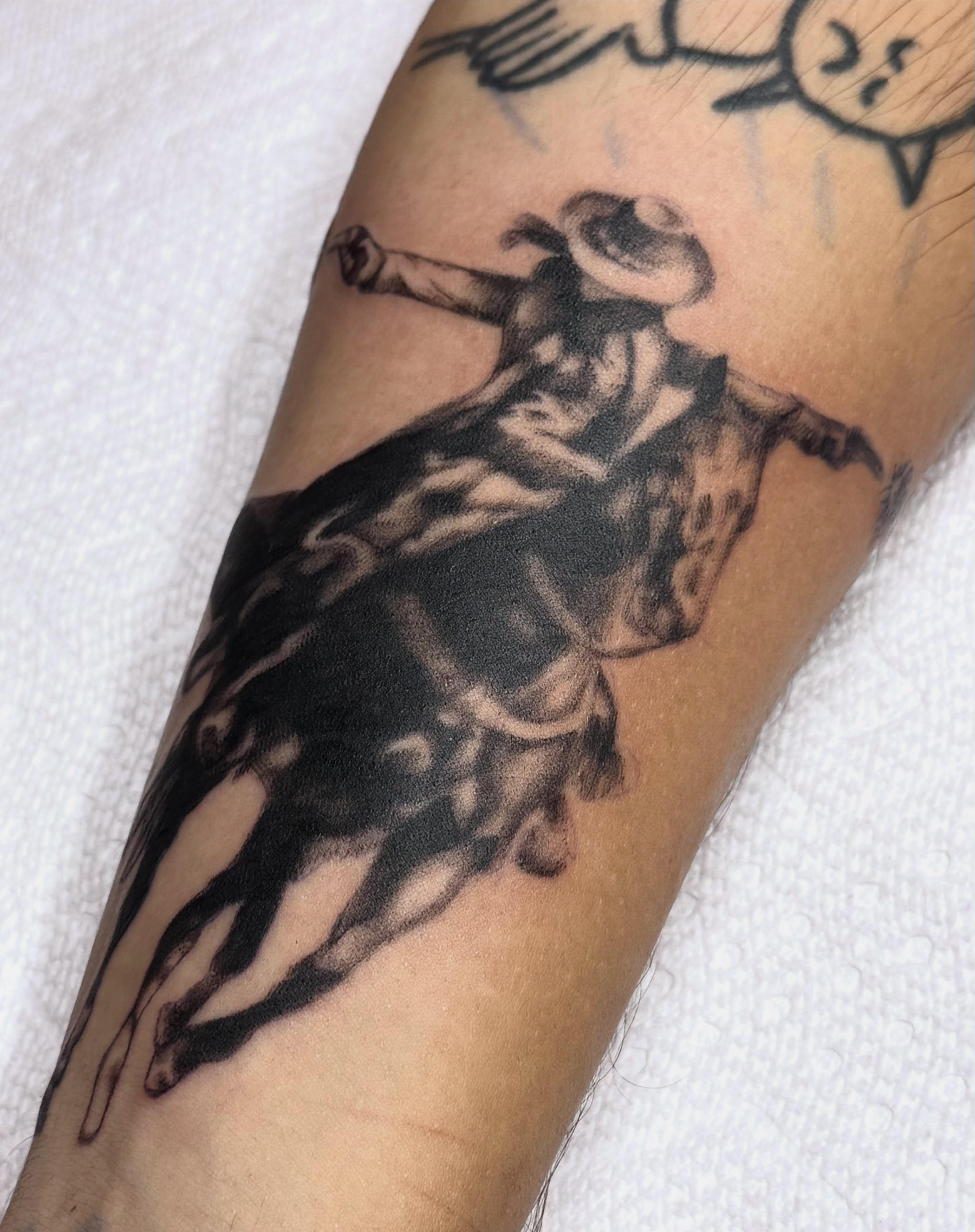 Bullfighter realism tattoo on the forearm by Nat🫧