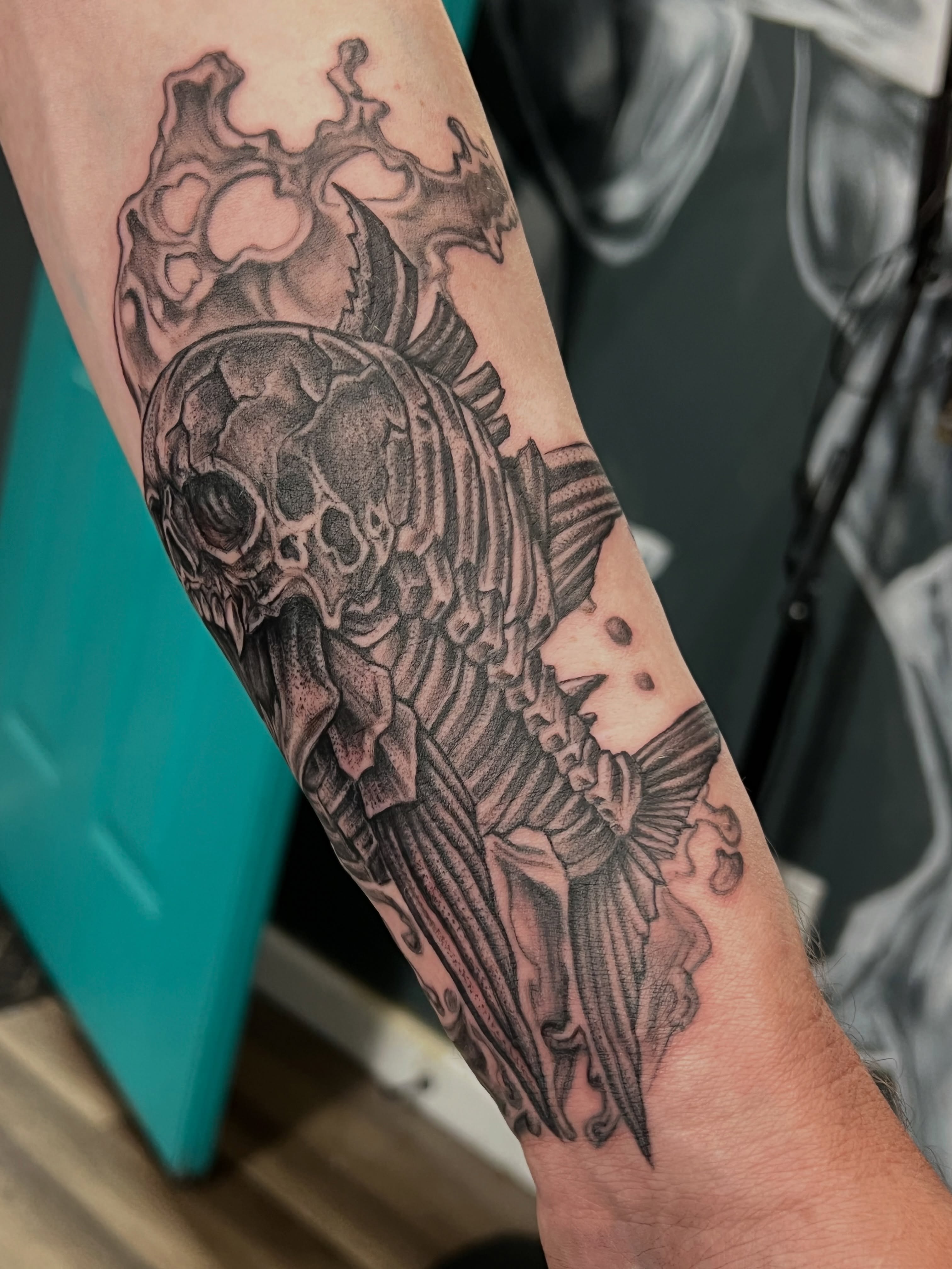Tattoo by @mrsimontattoo — black_and_grey, realism