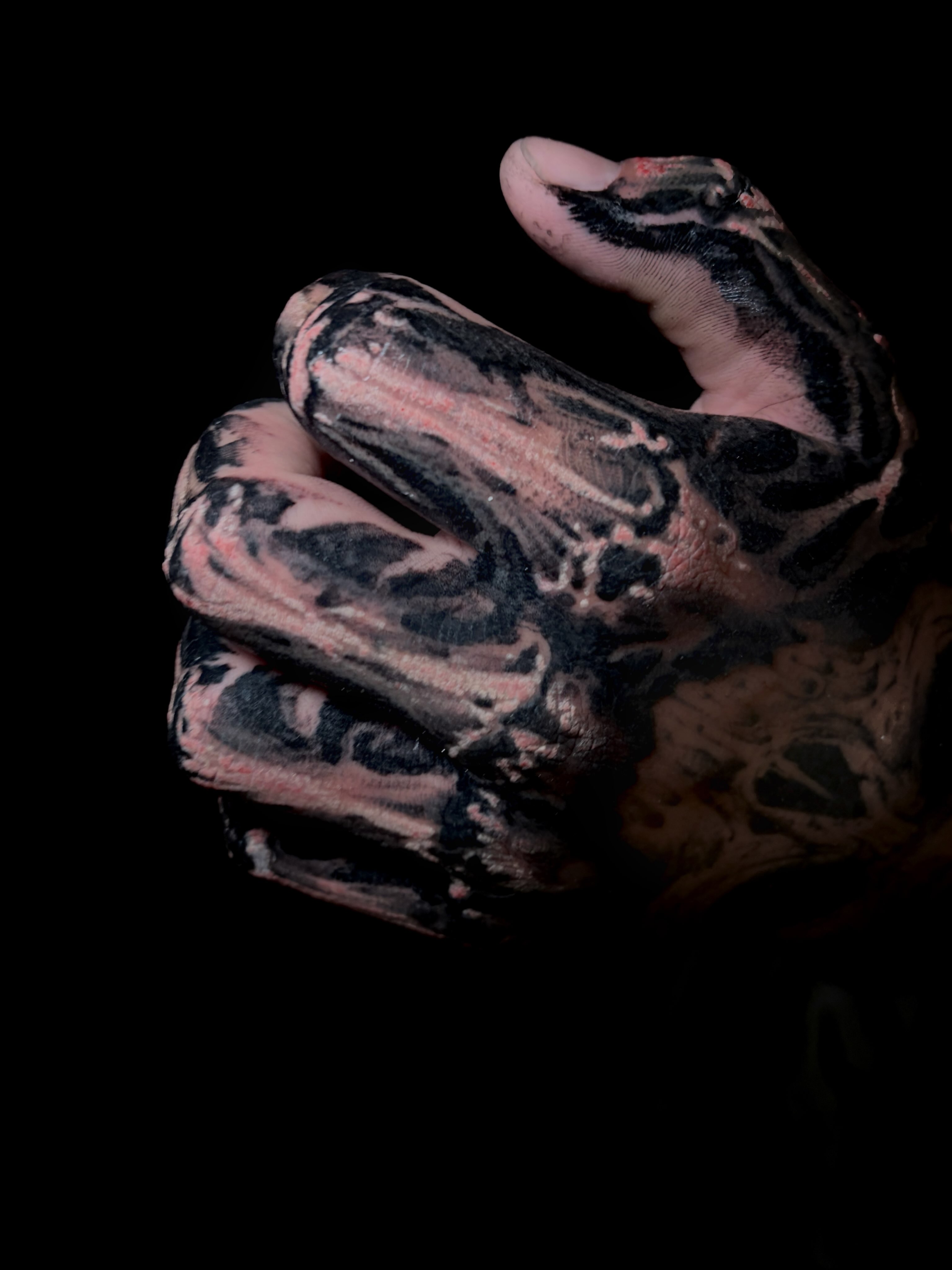 Abstract pattern black and grey tattoo on the hand by Italo Holie