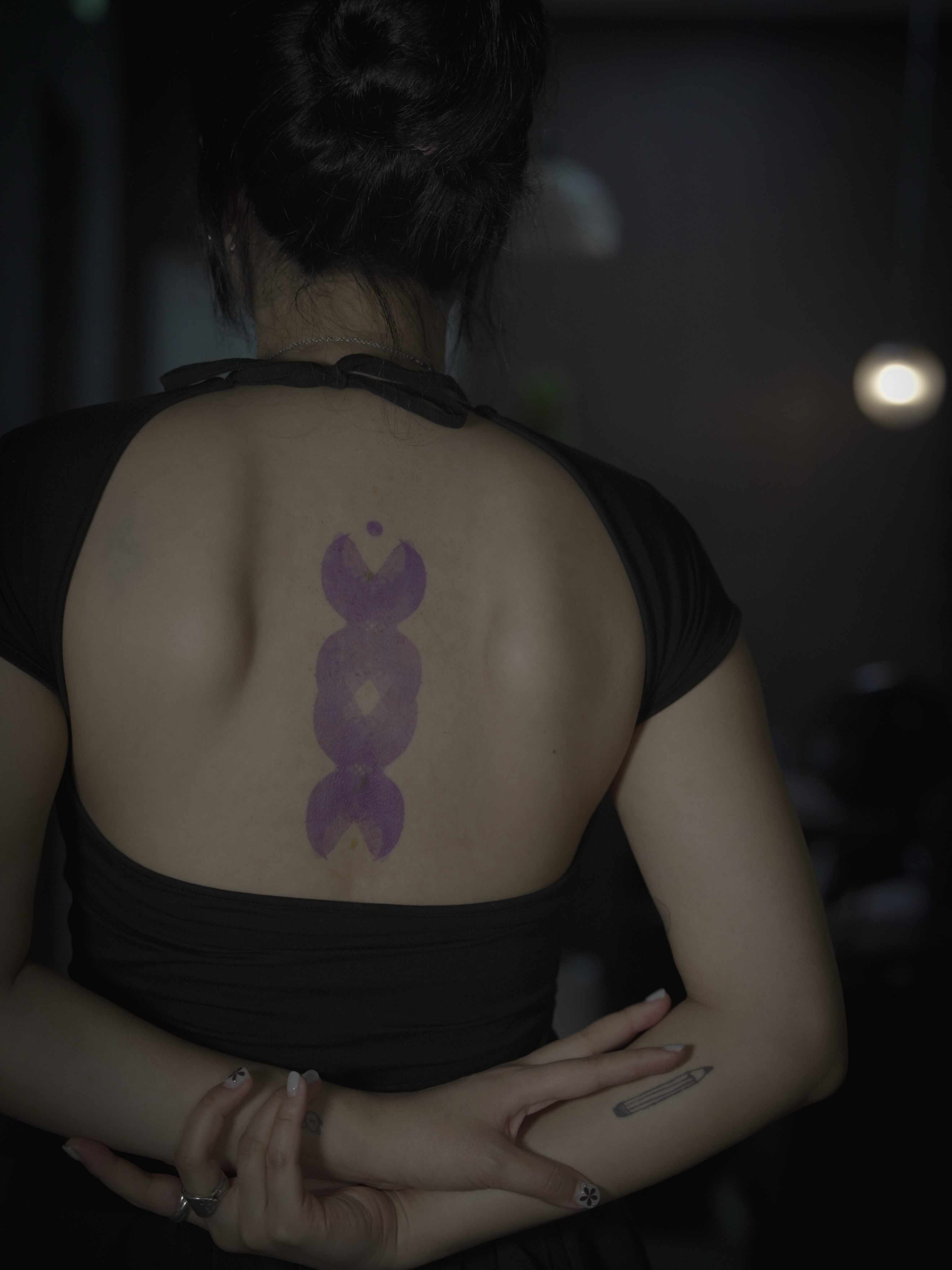 Mermaid tail geometric tattoo on the back by Blight