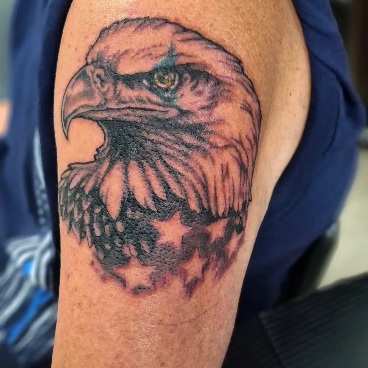 Eagle realism tattoo on the forearm by Jake Mincey