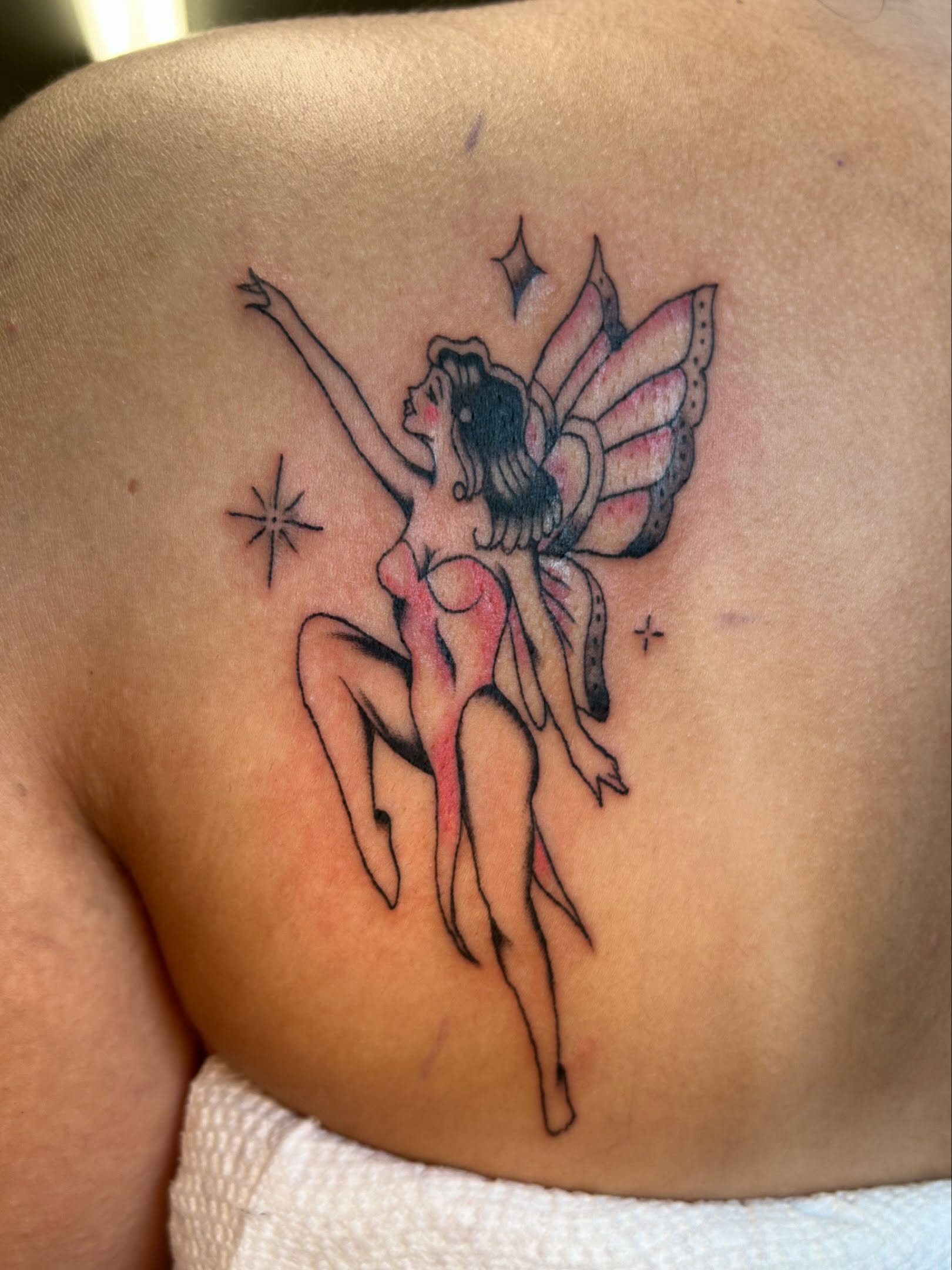 Fairy neo-traditional tattoo on the back by ★ eliza rodriguez🇲🇽 ★