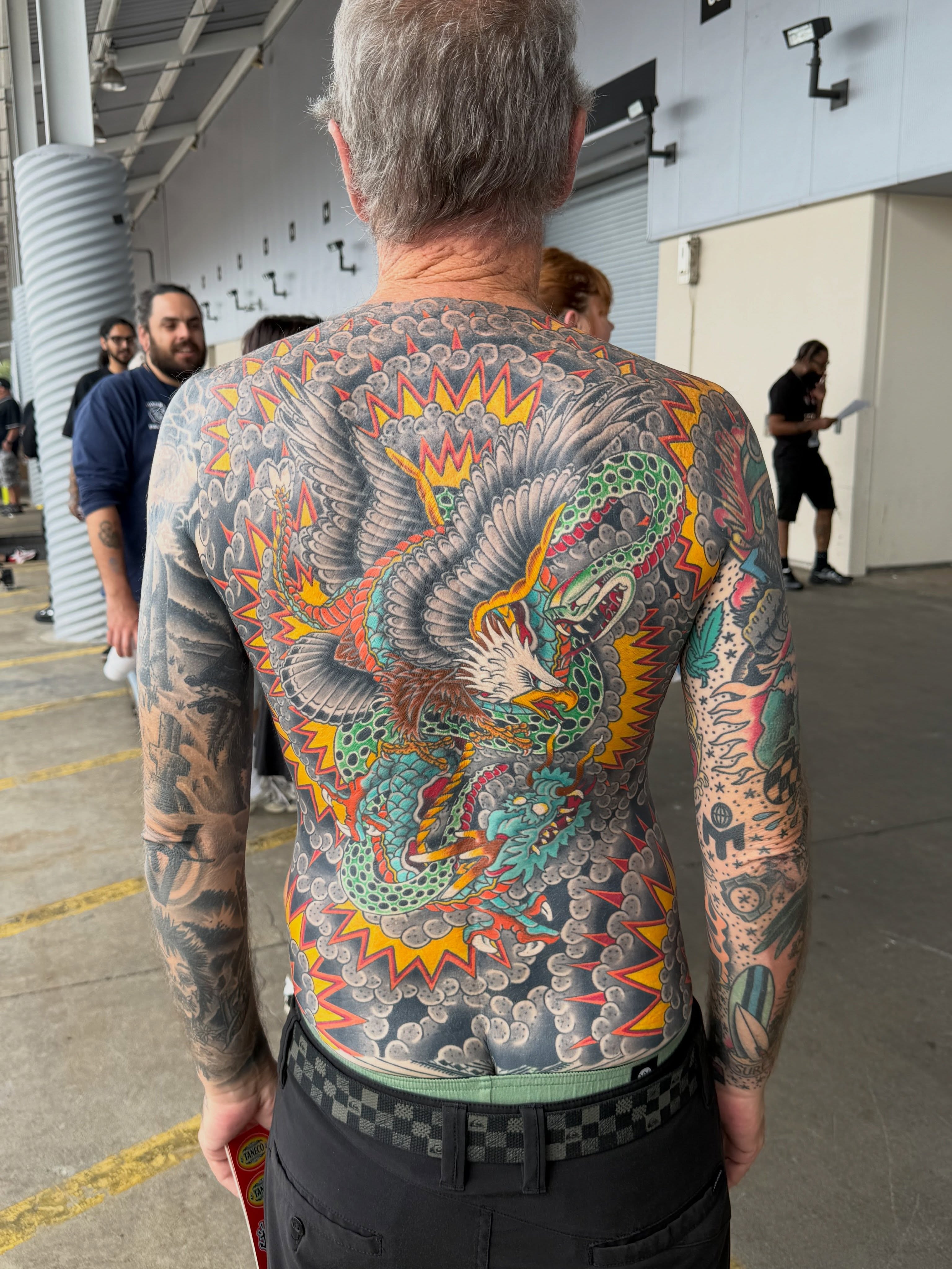 Dragon and eagle japanese irezumi tattoo on the back by Sarah Bobby, Houston, Texas