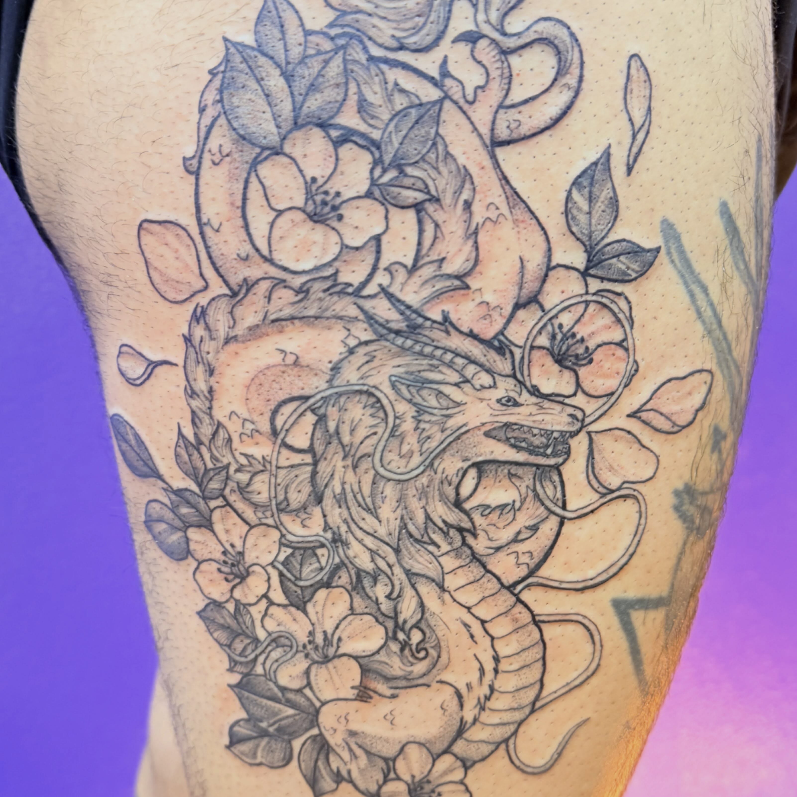 Tattoo by @tosh.pointo.tattoos — black_and_grey, dotwork