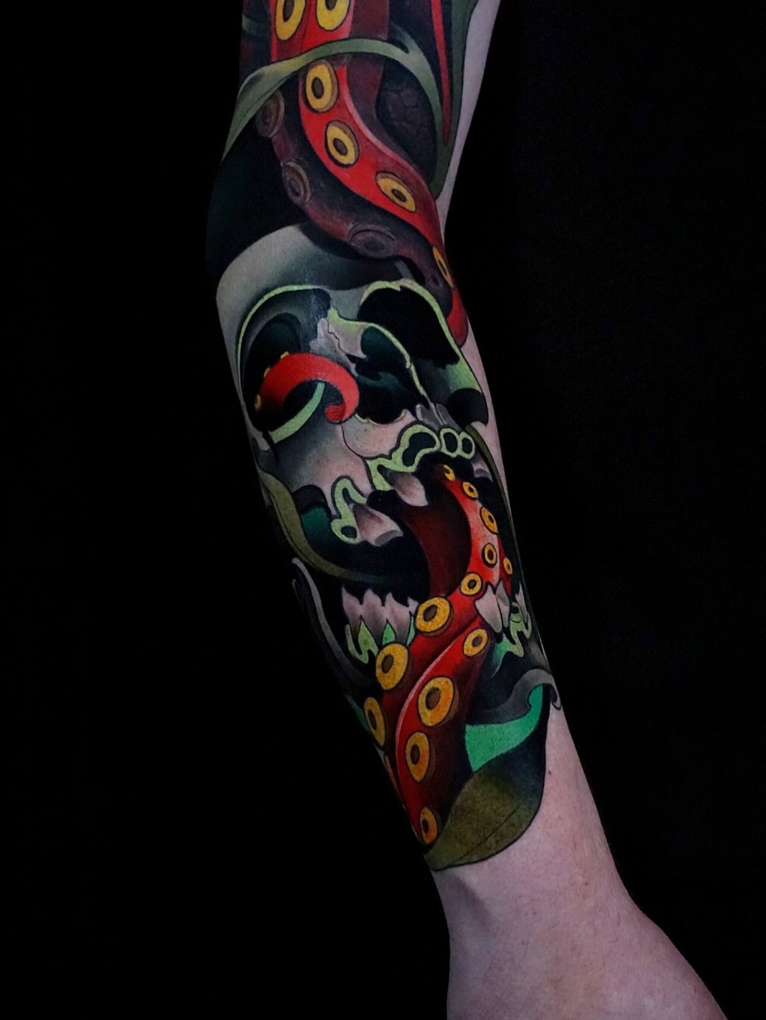 Octopus japanese irezumi tattoo on the forearm by Skyler Miller